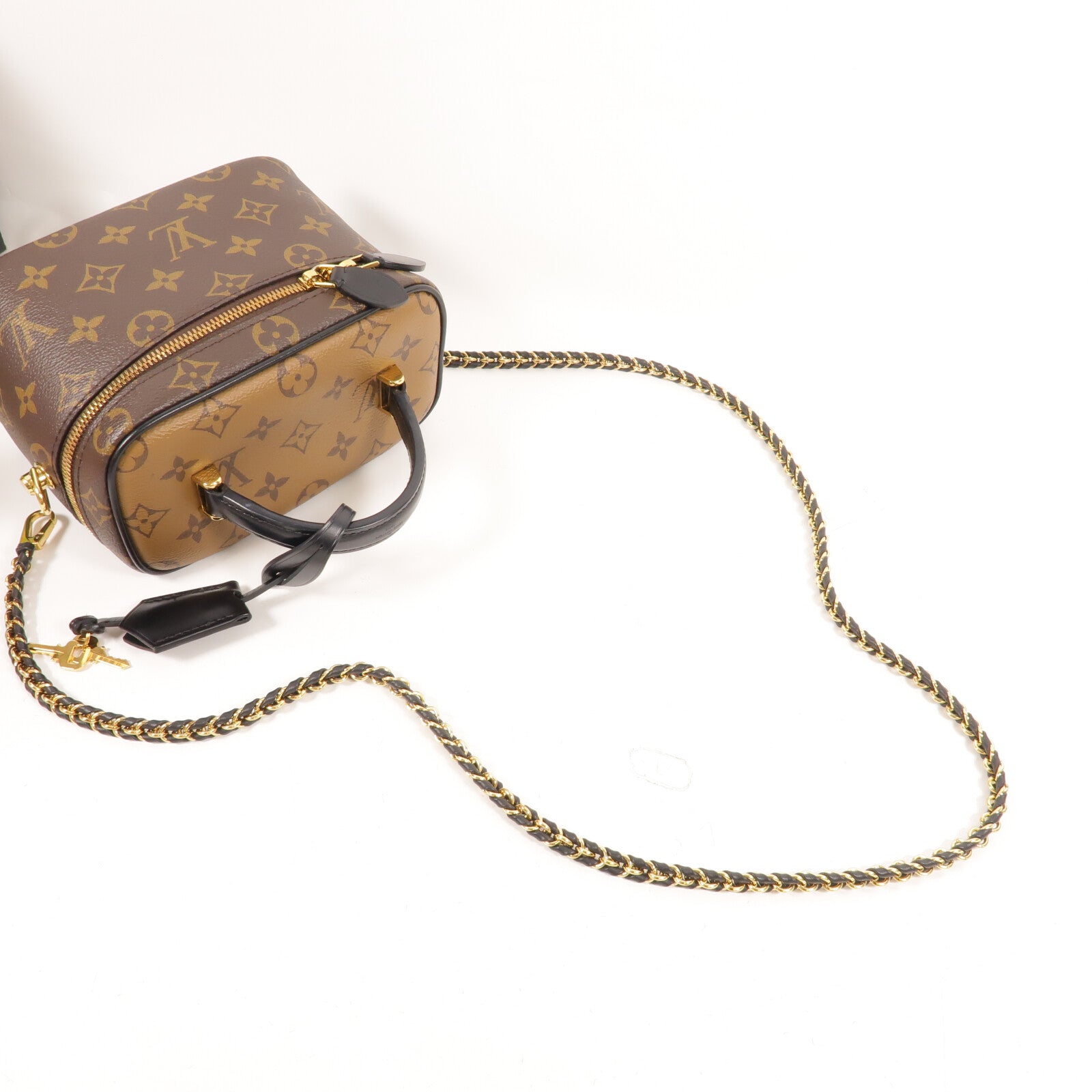 LOUIS VUITTON Monogram Reverse Vanity PM手挽肩背兩用袋棕色