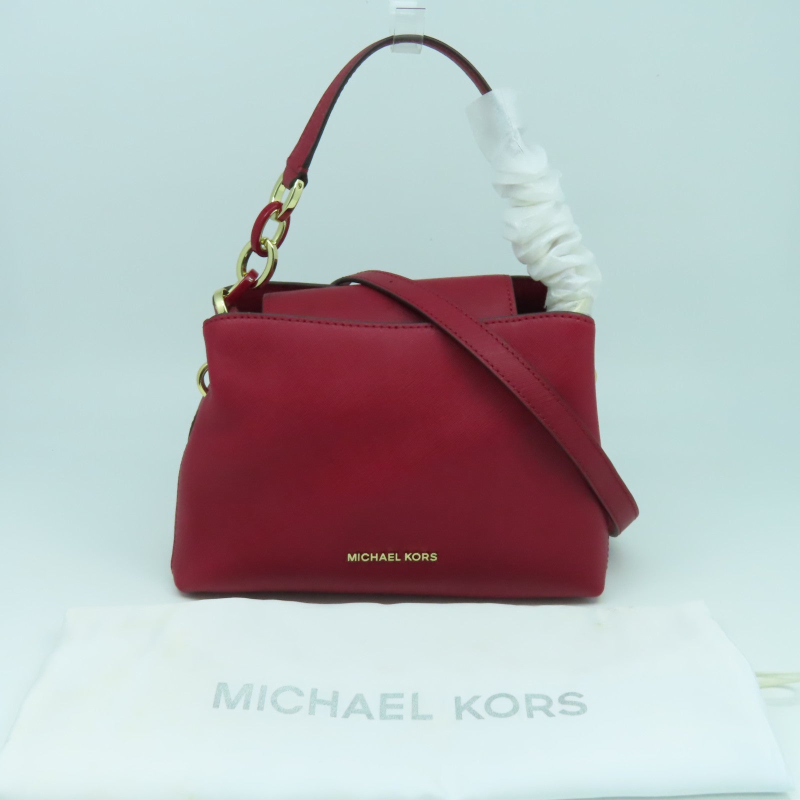 Michael Kors 【激減優惠】牛皮皮革2 Way Shoulder Bag金扣手挽肩背兩用袋紅色