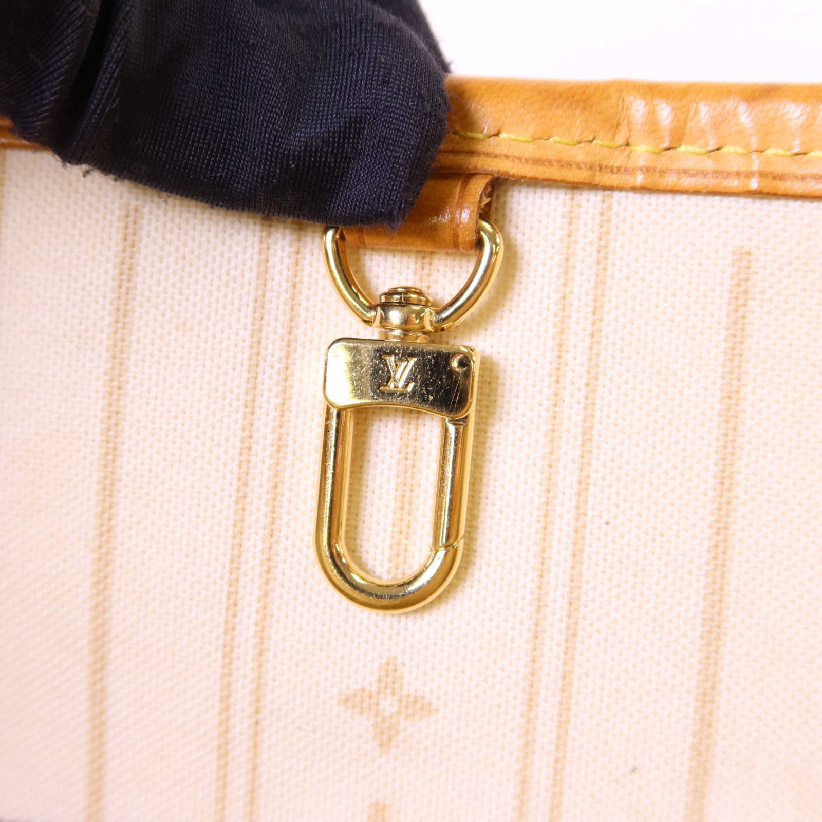 LOUIS VUITTON Damier Azur Neverfull PM金扣手挽袋
