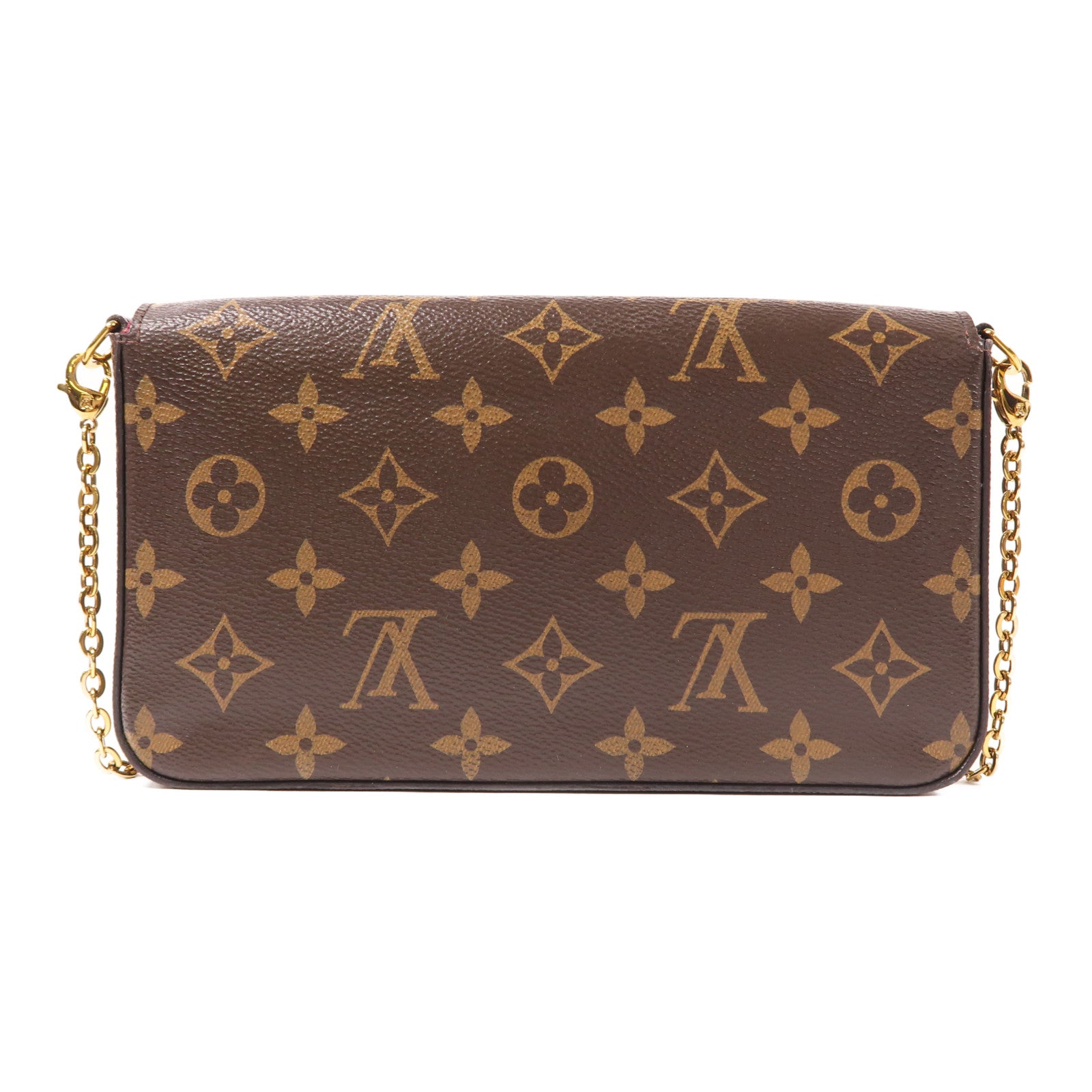 LOUIS VUITTON Monogram Pochette Felicie金扣鏈帶肩背袋棕色