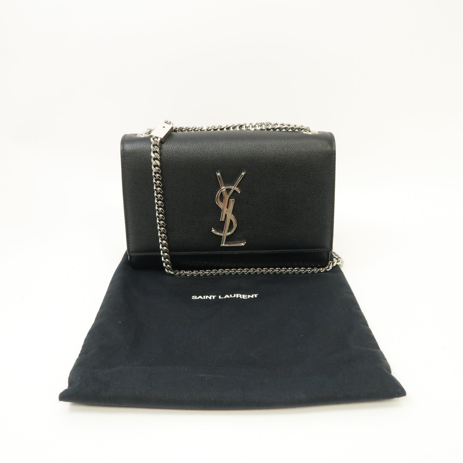 YVES SAINT LAURENT 牛皮皮革Kate Chain Shoulder Bag銀扣鏈帶肩背袋