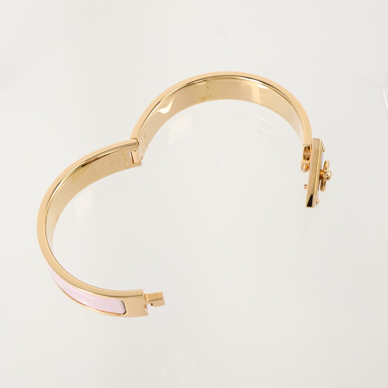 HERMES 金屬/琺瑯Clic Anneau手鐲Rose Dragee