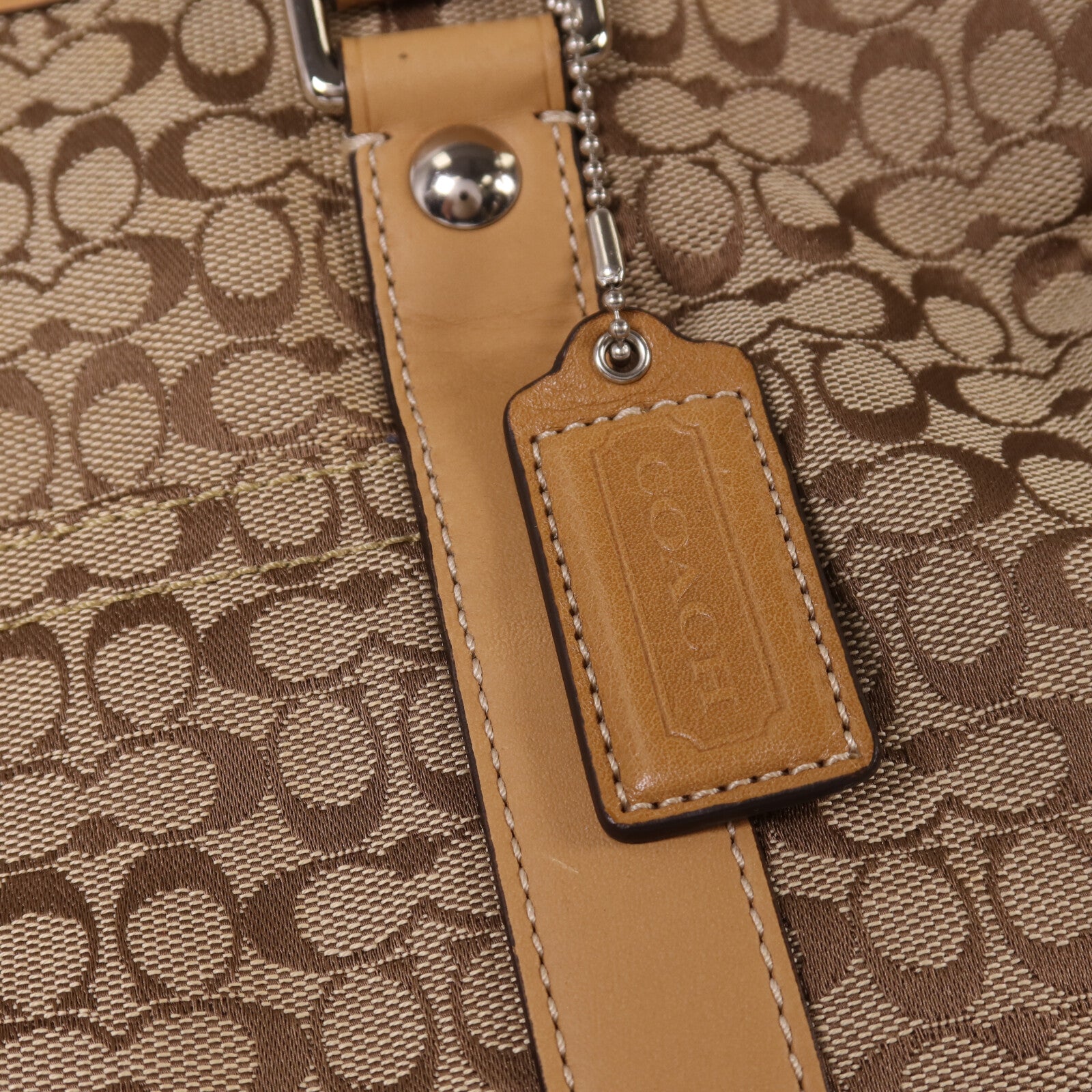 COACH 帆布Shoulder Bag銀扣手挽肩背兩用袋