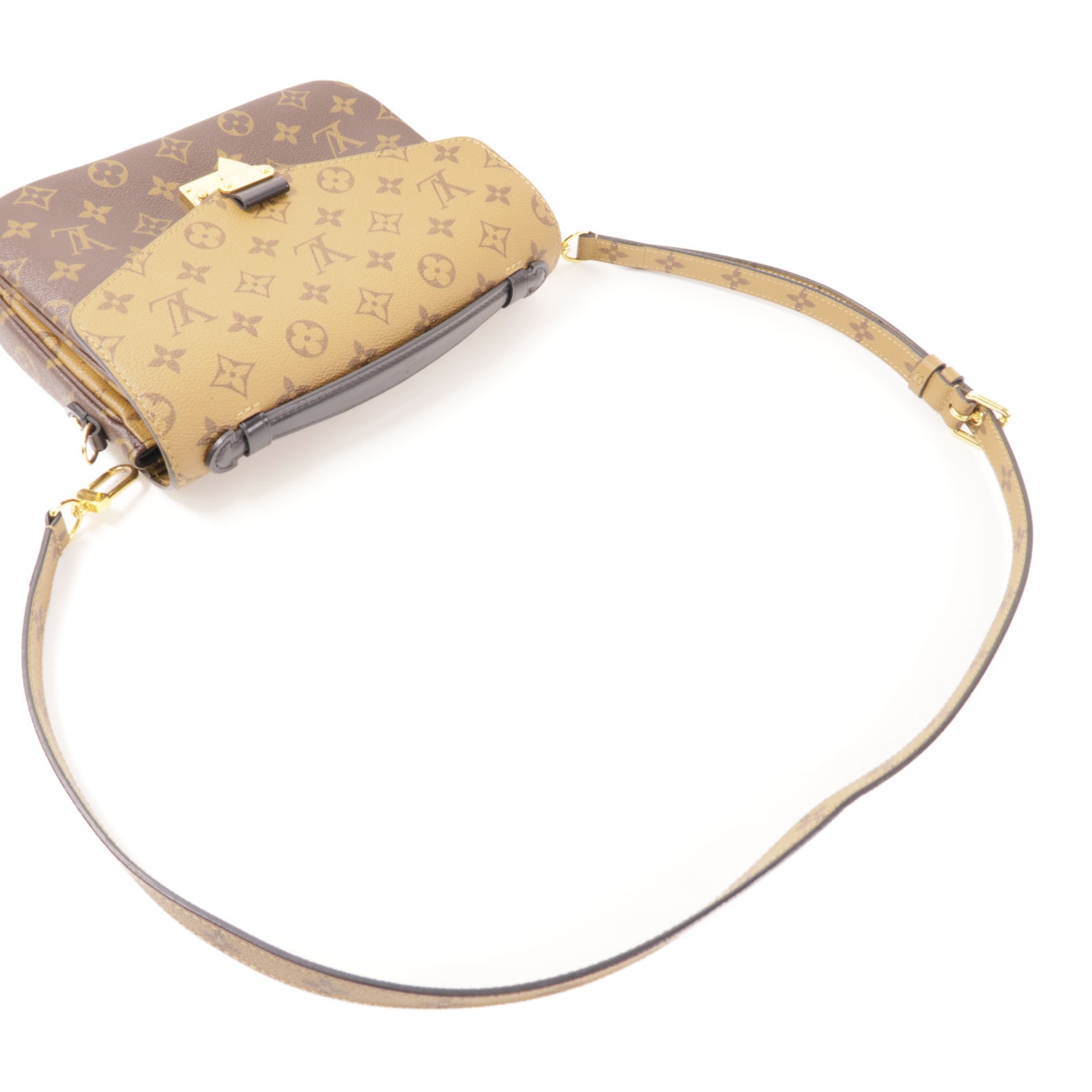 LOUIS VUITTON Monogram Reverse Pochette Metis金扣手挽肩背兩用袋棕色