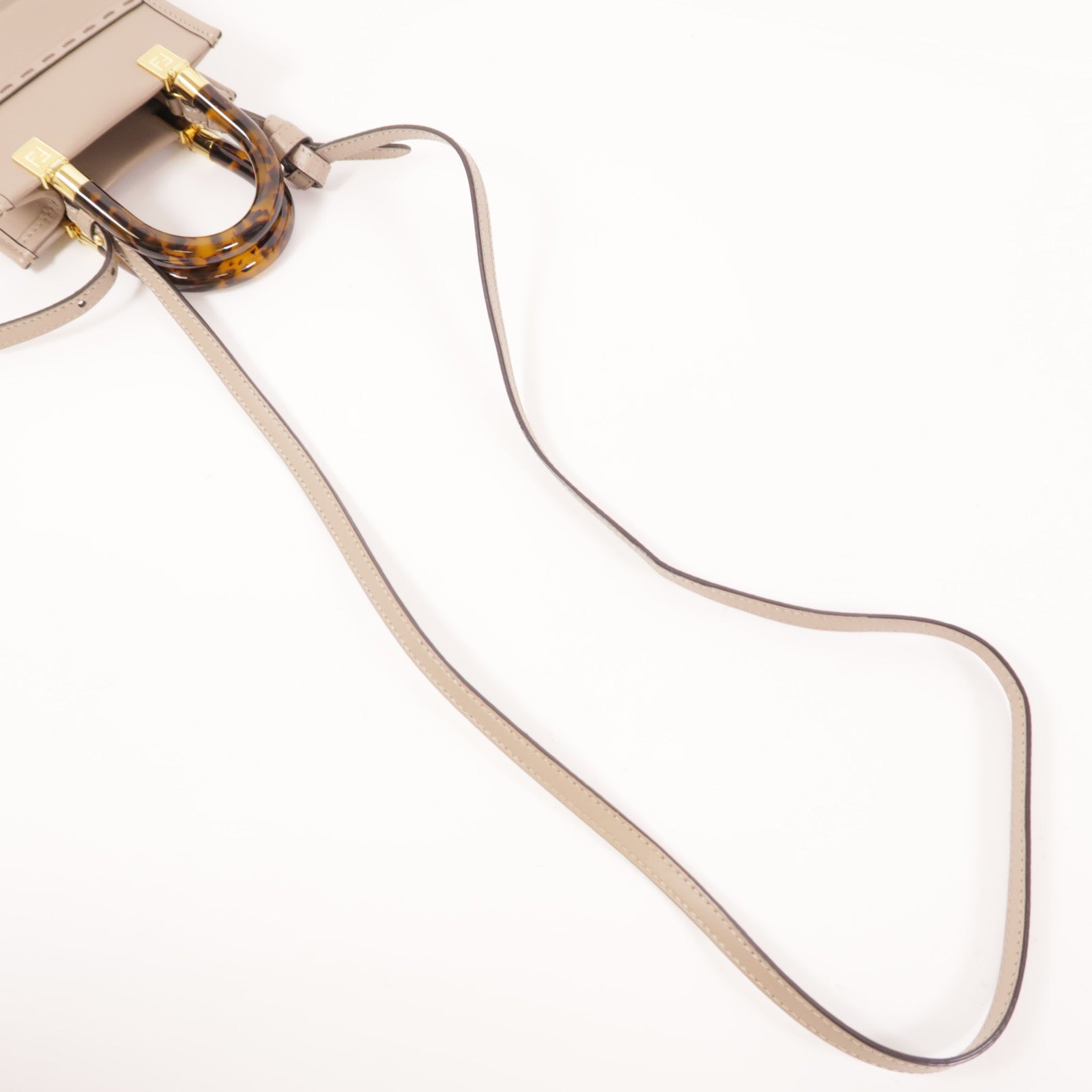 FENDI 牛皮皮革Mini Sunshine Shopper金扣手挽肩背兩用袋