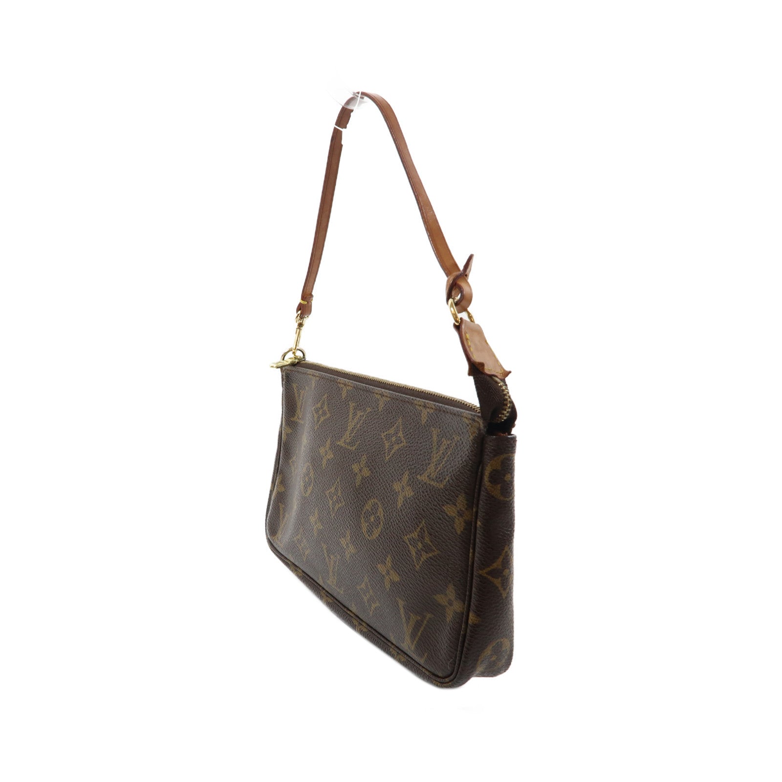 LOUIS VUITTON Monogram Pochette Accessories金扣手拿包啡色