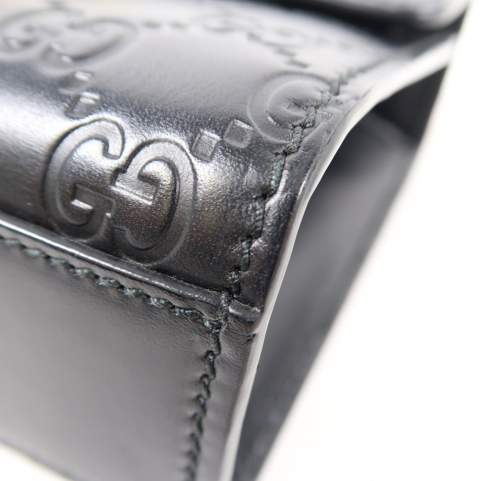 GUCCI 牛皮皮革Chain Shoulder金扣鏈帶肩背袋黑色