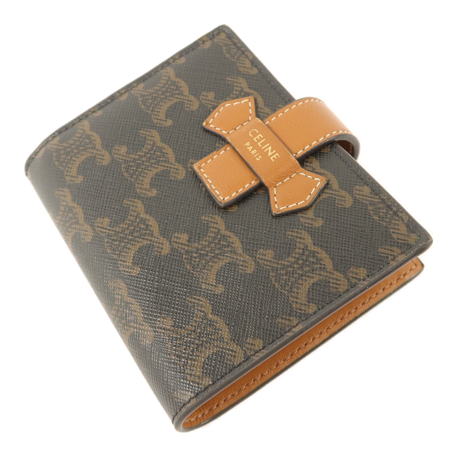 CELINE 塗層帆布Small Strap Triomphe Wallet錢包