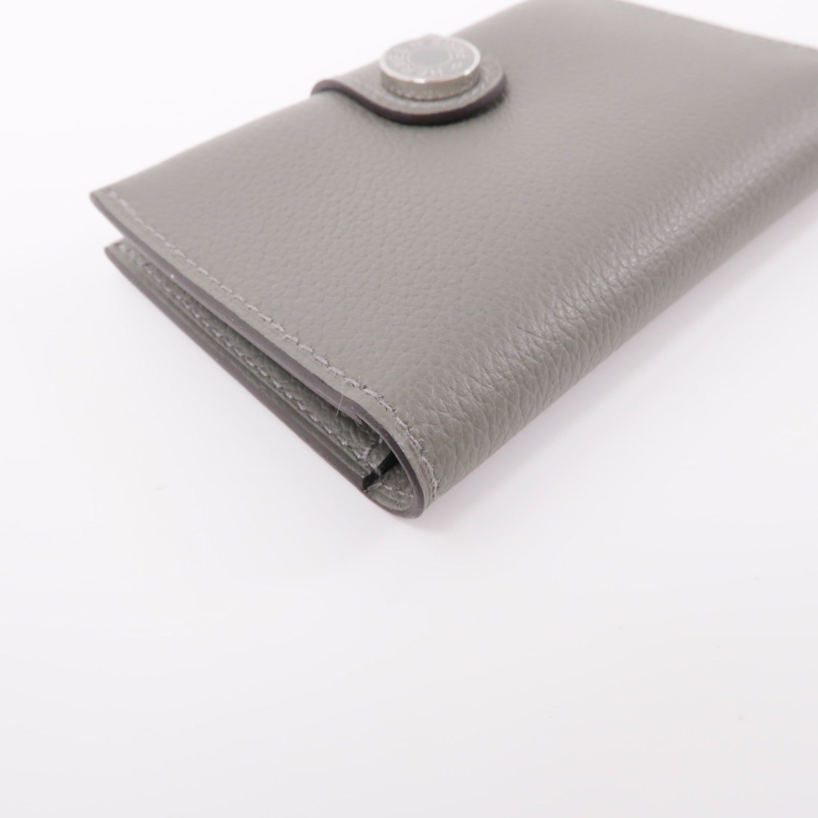 HERMES Evercolor皮革Porte-Cartes銀扣卡片套Gris Meyer灰色