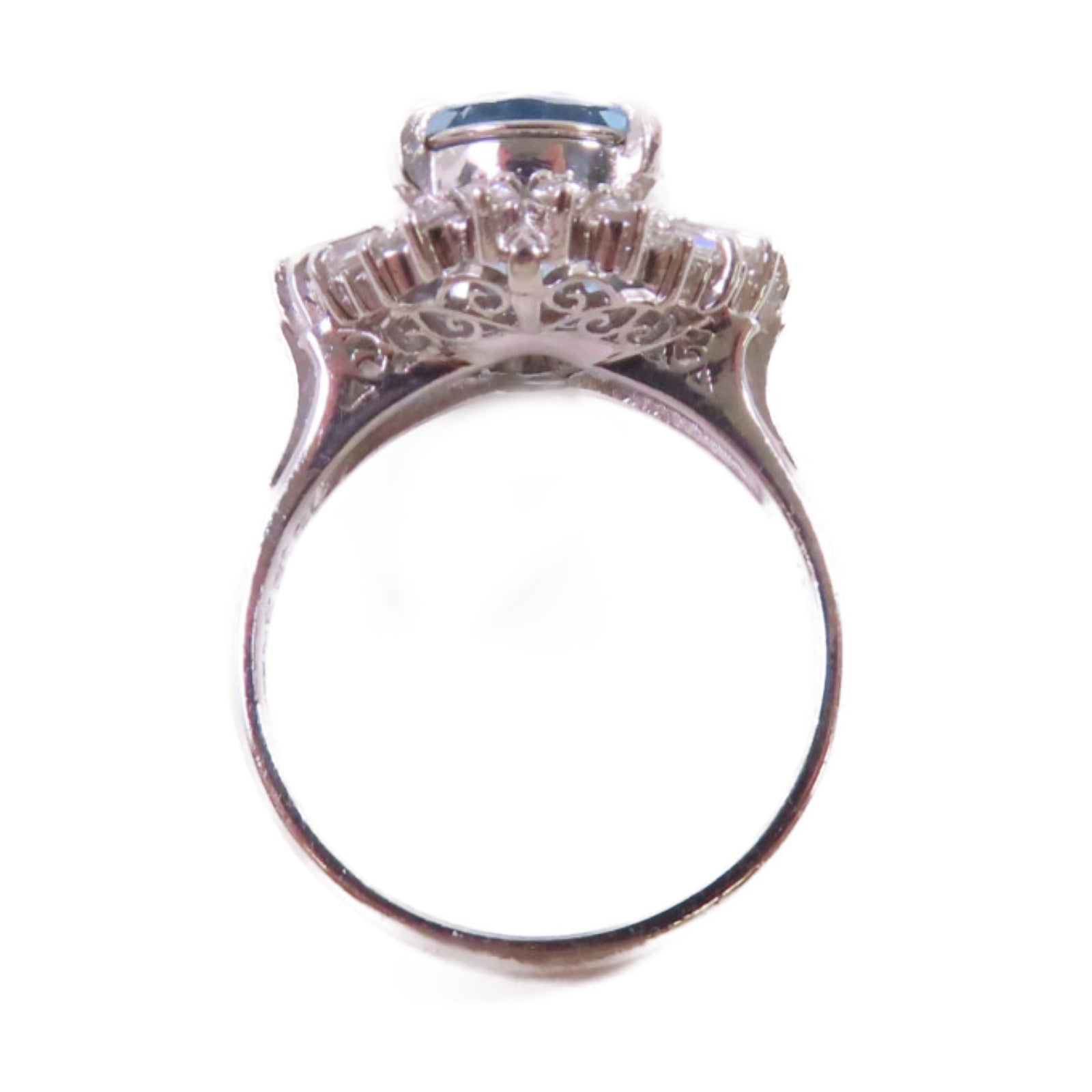 JEWELRY PT900鉑金/3.23ct海藍寶石/0.69ct鑽石Aquamarine Diamond Ring 戒指US#7