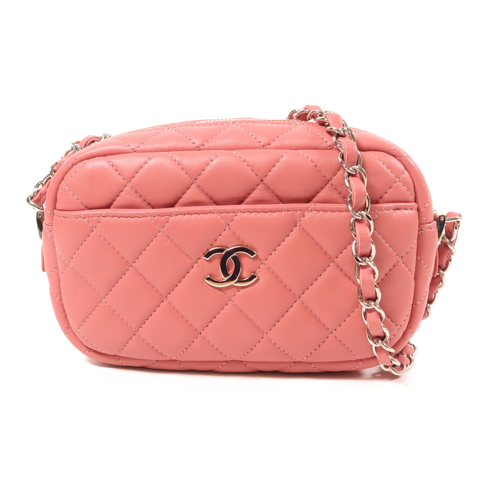 CHANEL 【激減優惠】羊皮皮革Camera Bag銀扣鏈帶肩背袋