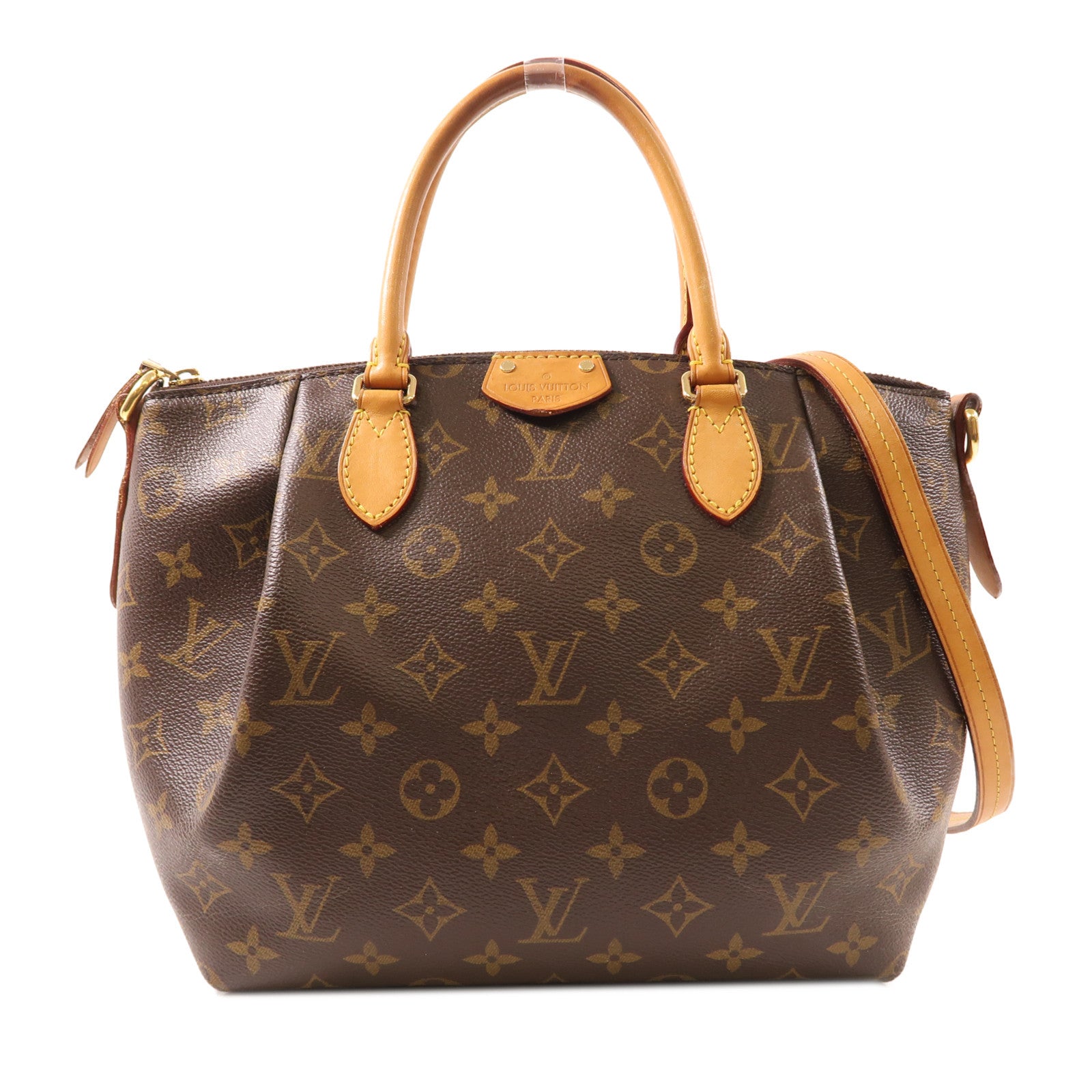 LOUIS VUITTON Monogram Turenne MM金扣手挽肩背兩用袋棕色