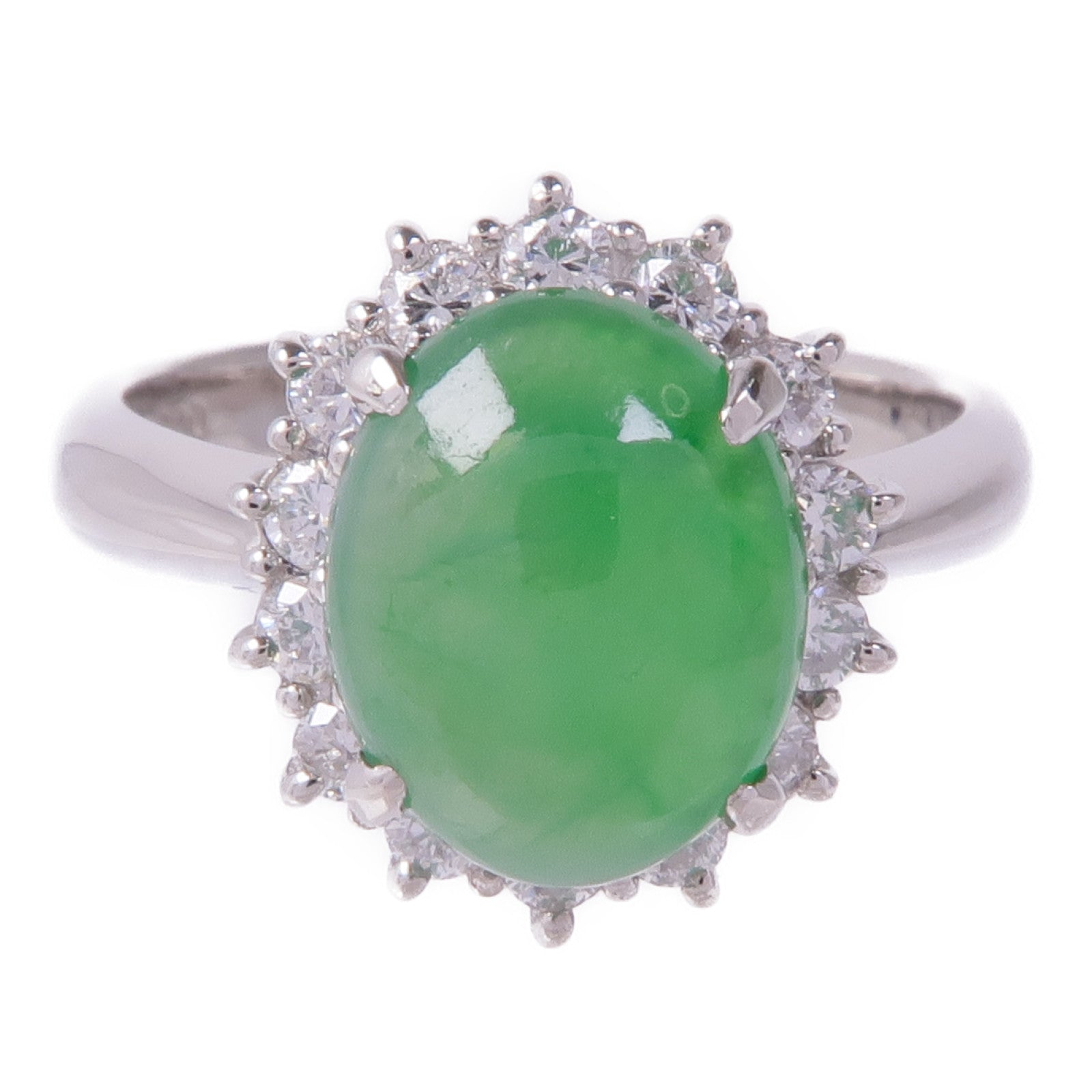 JEWELRY PT900鉑金Jade Diamond Ring翡翠/鑽石戒指US#6.75