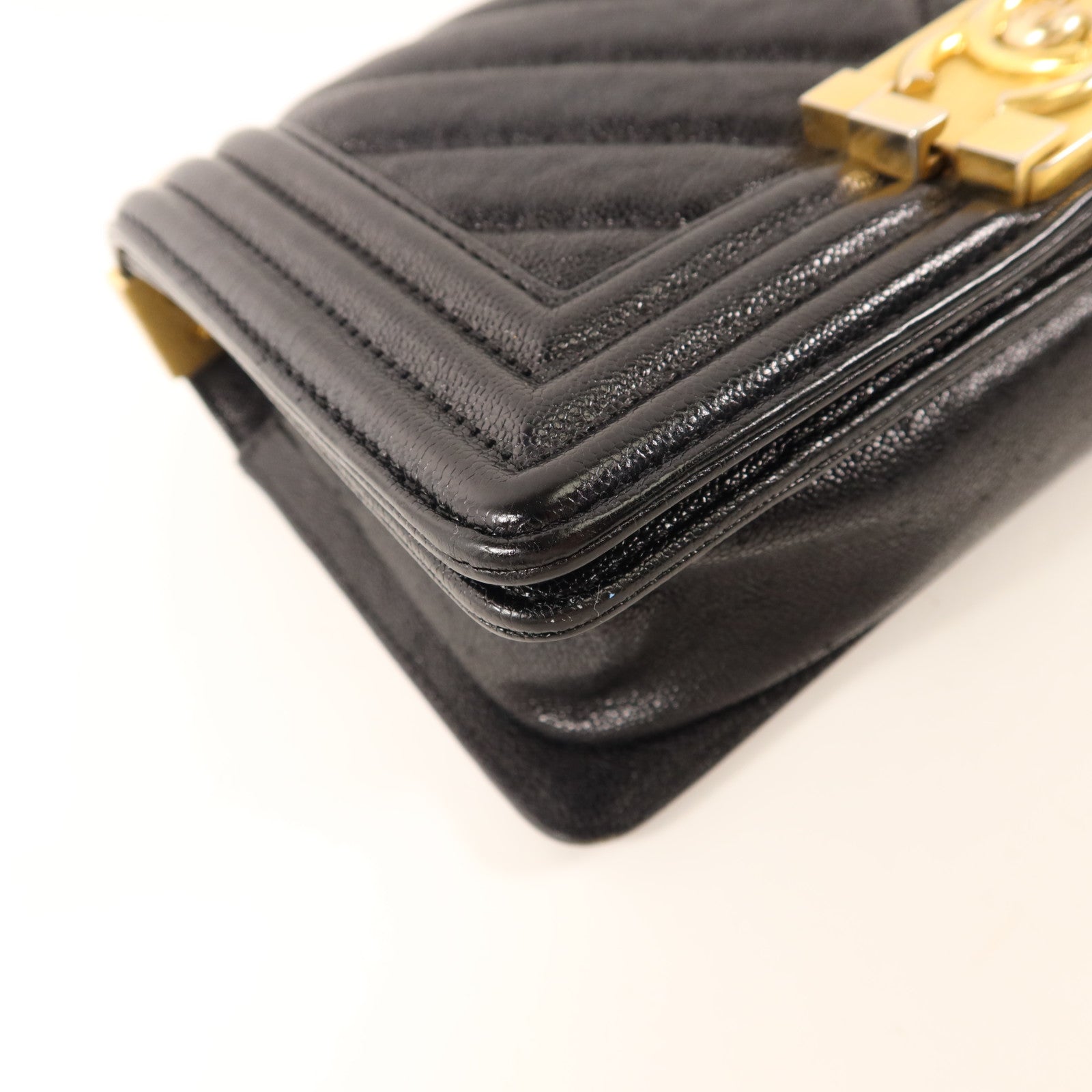 CHANEL 牛皮皮革Boy 20金扣鏈帶肩背袋
