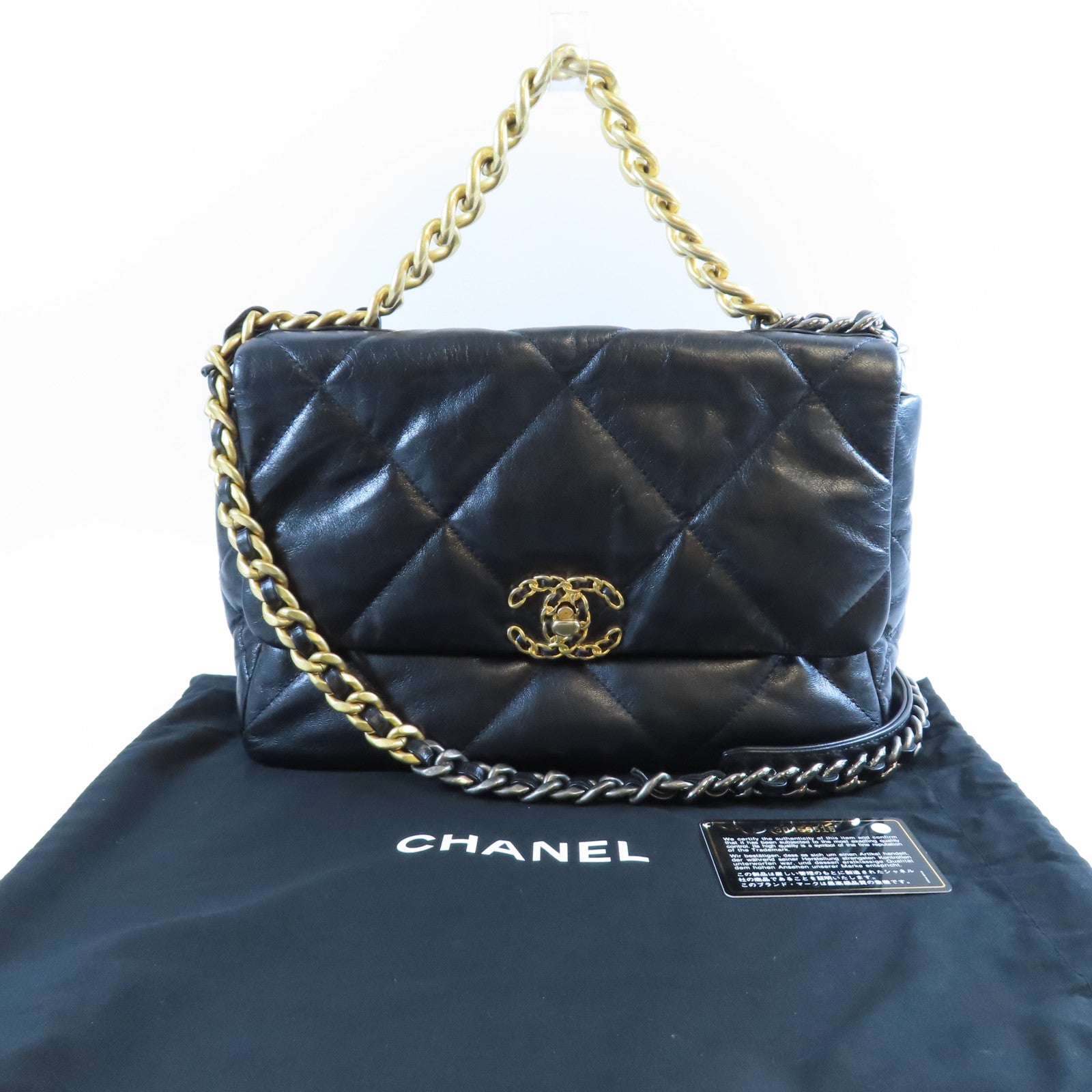CHANEL 【激減優惠】菱格羊皮皮革Chain Shoulder Bag金扣手挽肩背兩用袋黑色