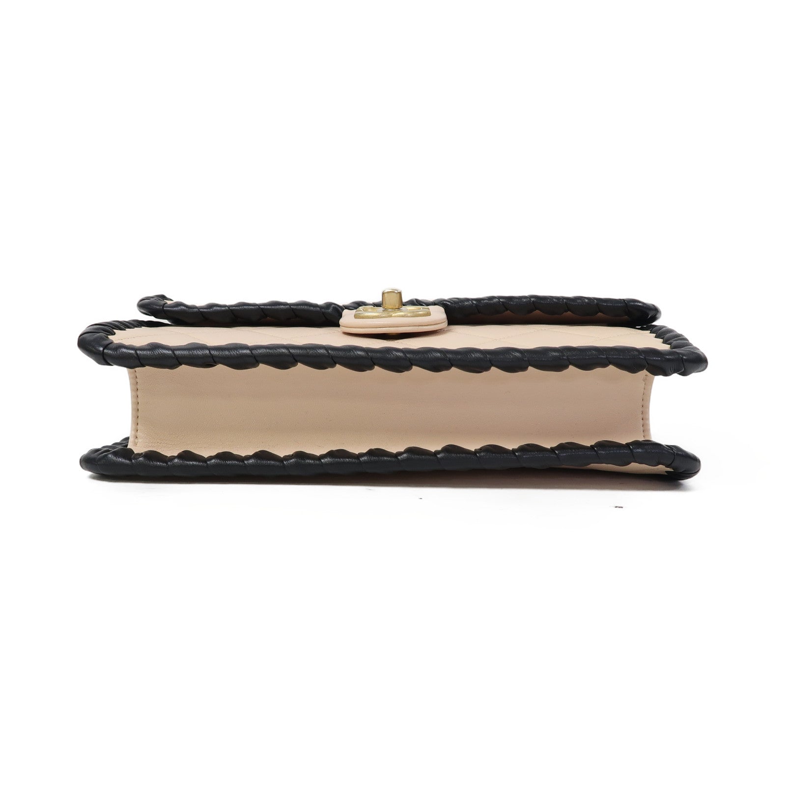 CHANEL 菱格牛皮皮革Shoulder Bag金扣鏈帶肩背袋粉紅色/黑色