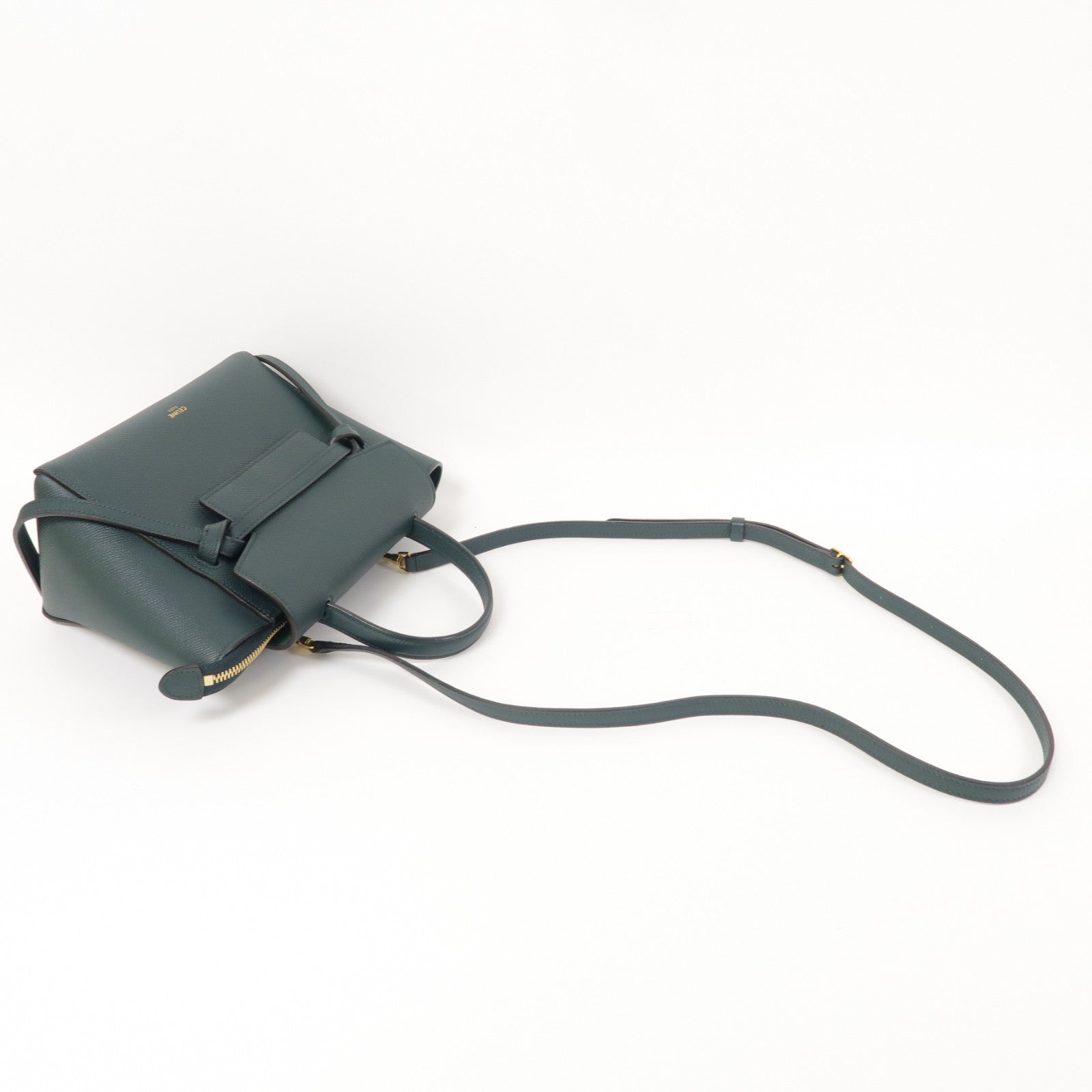 CELINE 牛皮皮革Belt Bag金扣手挽肩背兩用袋綠色