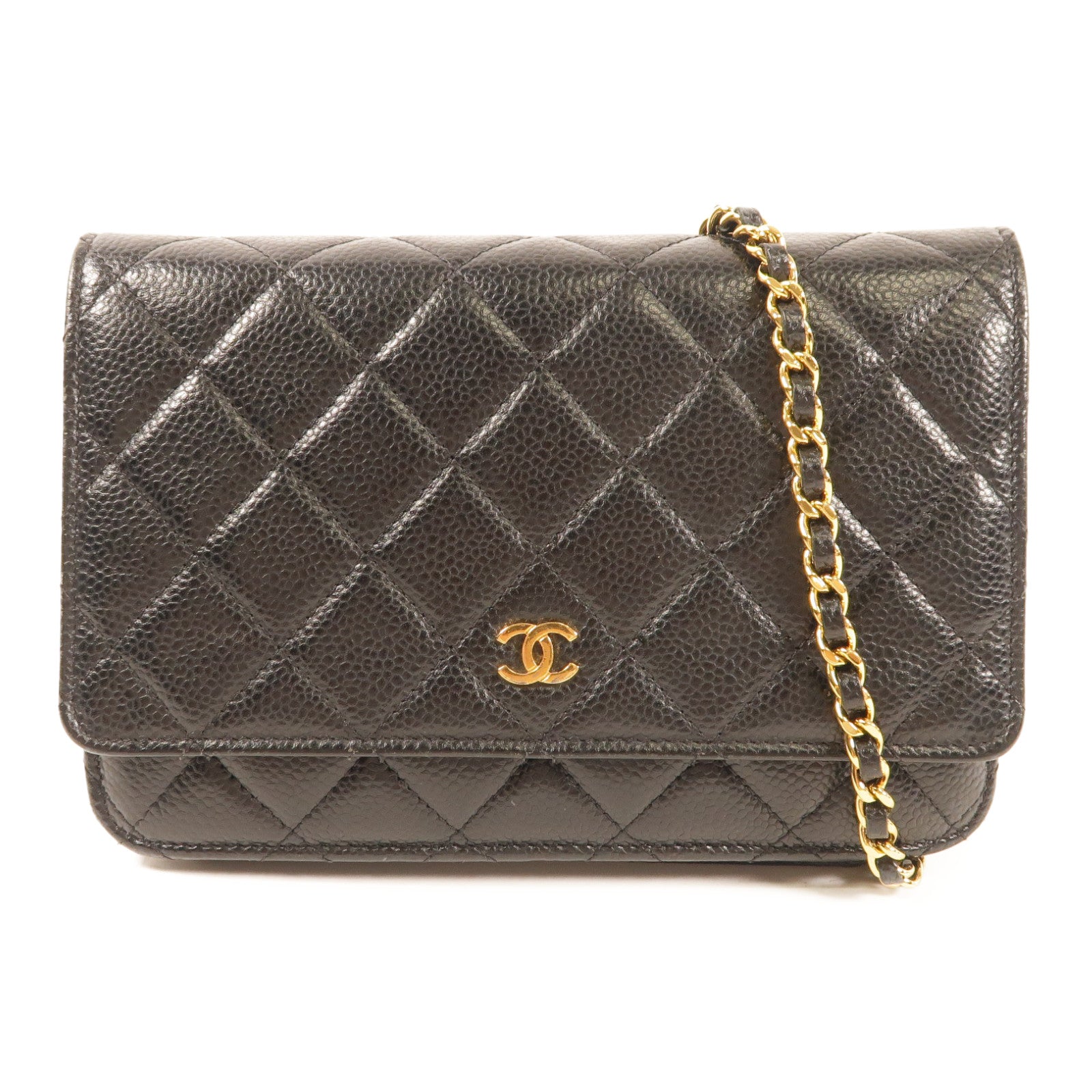 CHANEL 牛皮皮革Wallet On Chain金扣鏈帶肩背袋