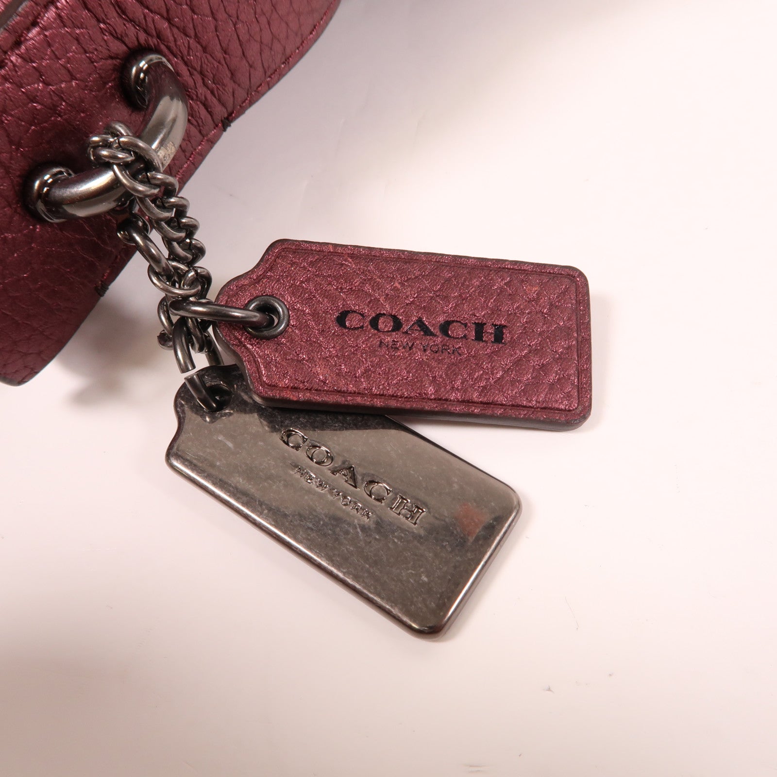 COACH 牛皮皮革Shoulder Bag肩背袋珠紅色