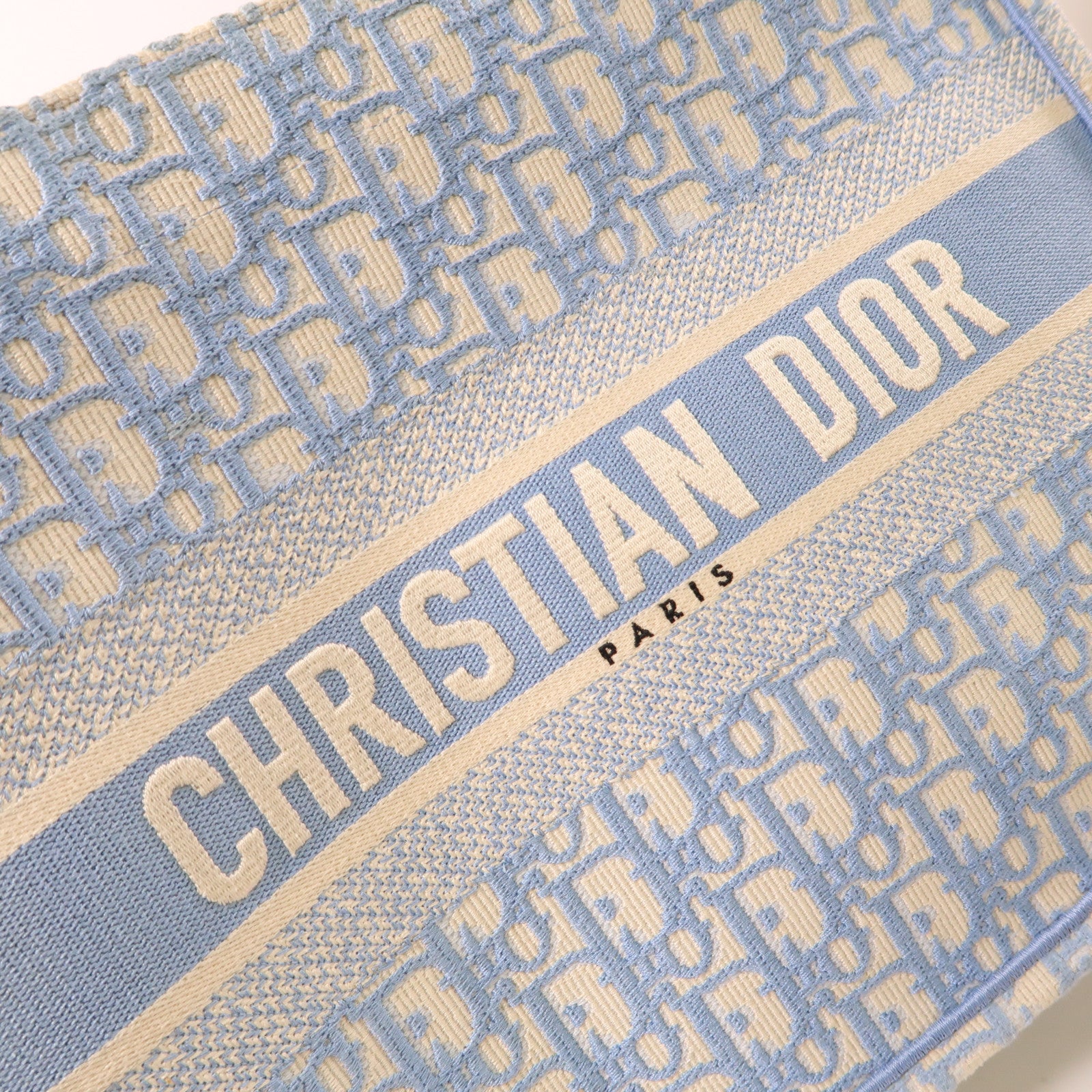 Dior CD Book Tote Medium Tote Bag Canvas Light Blue