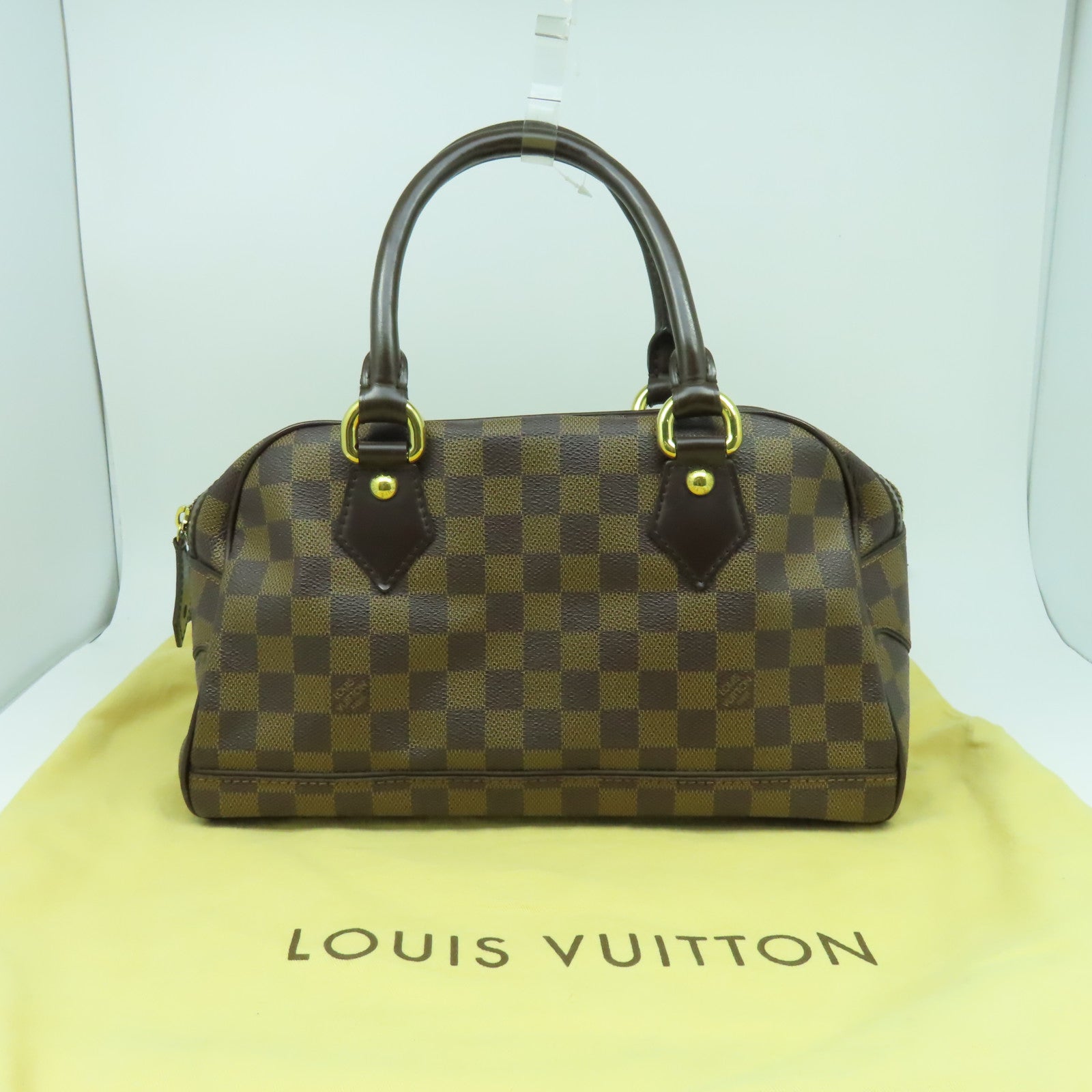 LOUIS VUITTON 【激減優惠】Damier Ebene Duomo金扣手挽袋啡色