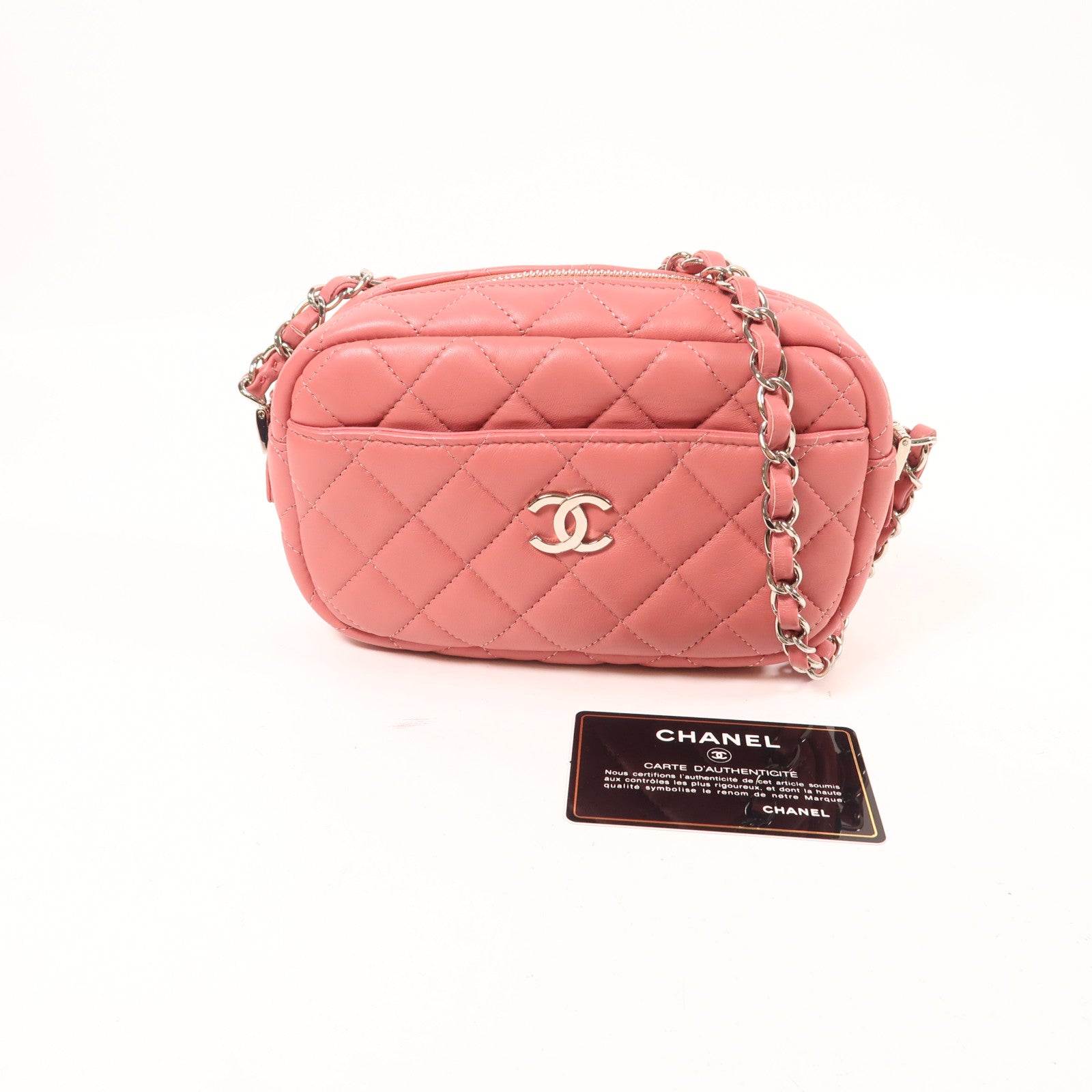 CHANEL 【激減優惠】羊皮皮革Camera Bag銀扣鏈帶肩背袋