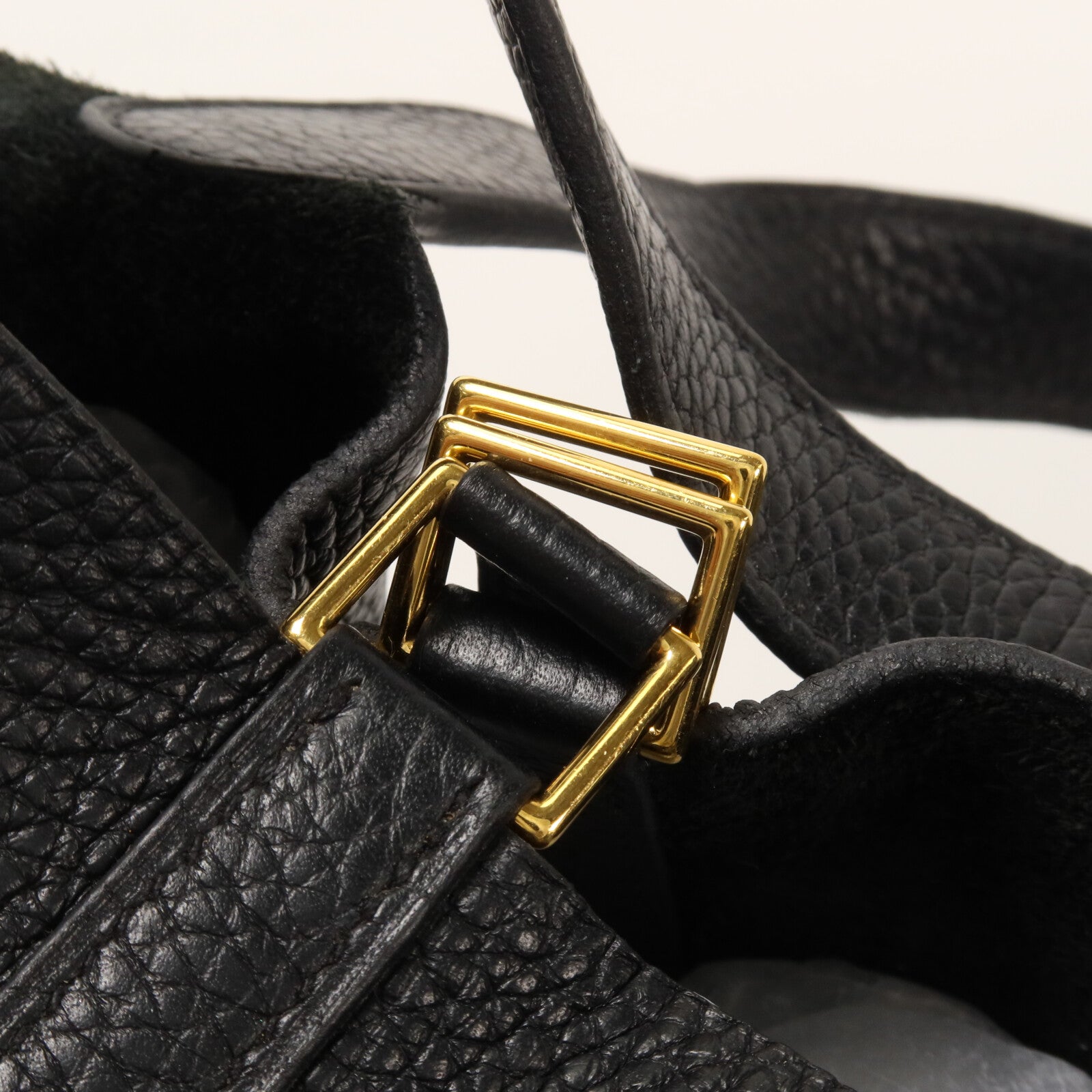 HERMES Clemence皮革Picotin PM手挽袋Noir