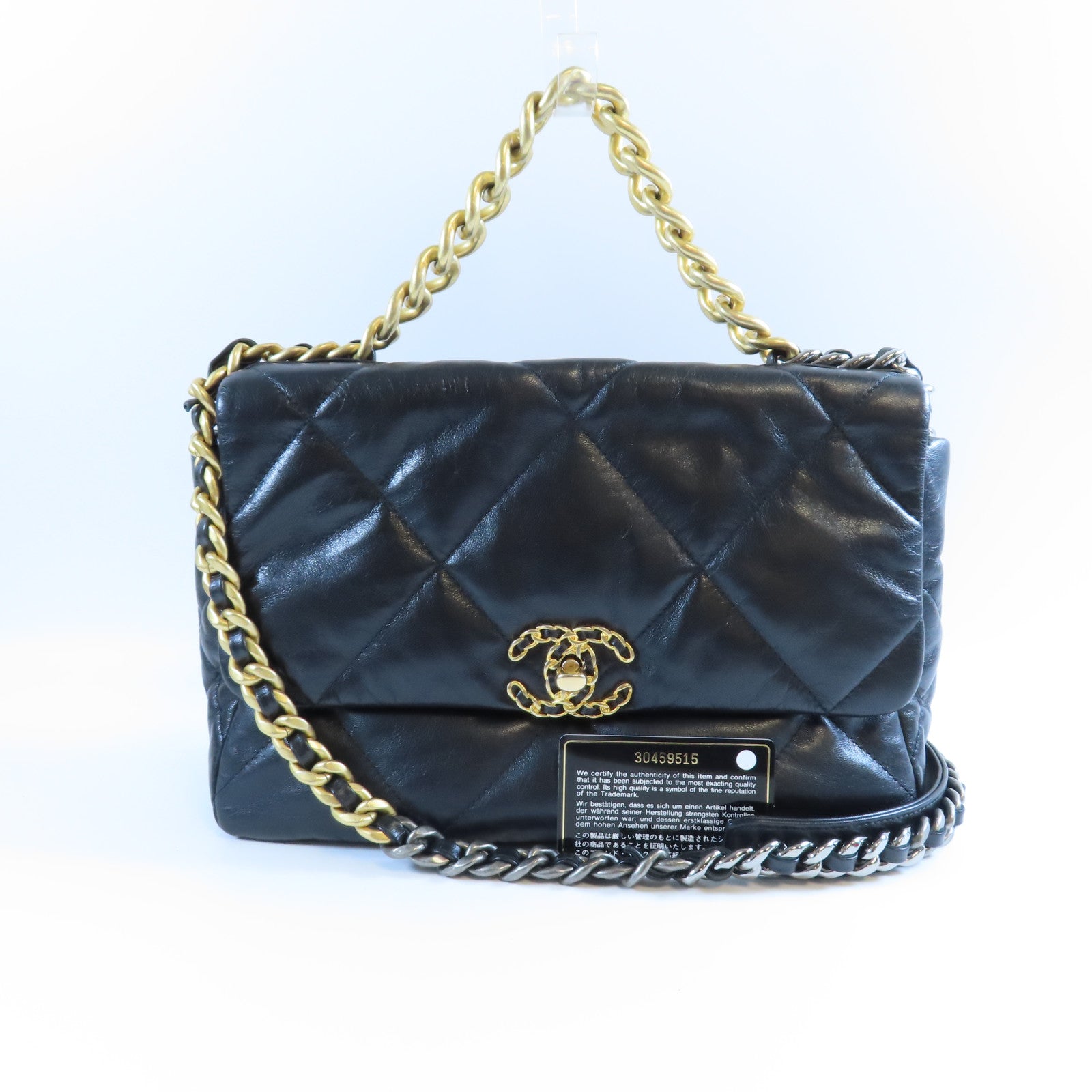 CHANEL 【激減優惠】菱格羊皮皮革Chain Shoulder Bag金扣手挽肩背兩用袋黑色