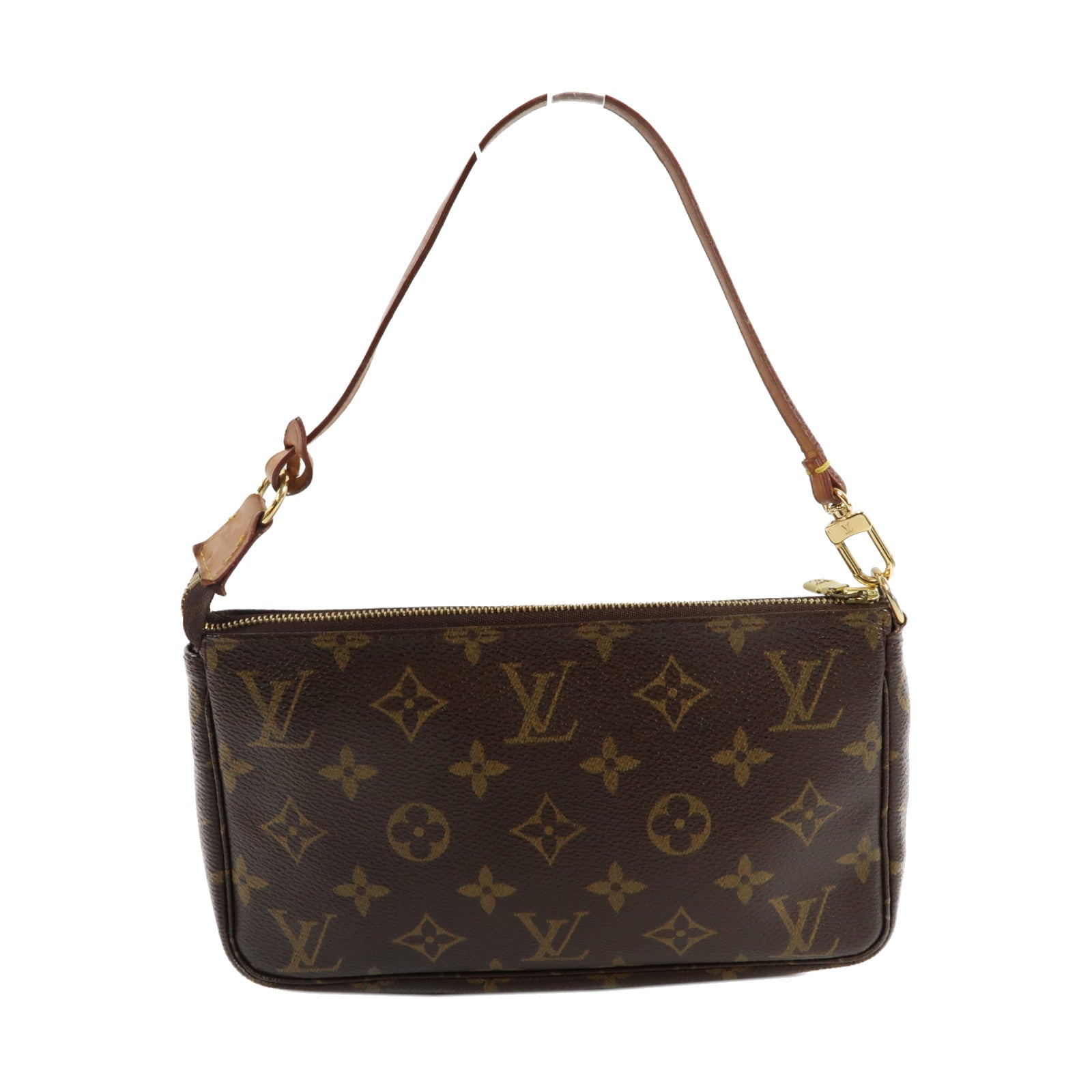 LOUIS VUITTON Monogram Pochette Accessories金扣手拿包啡色