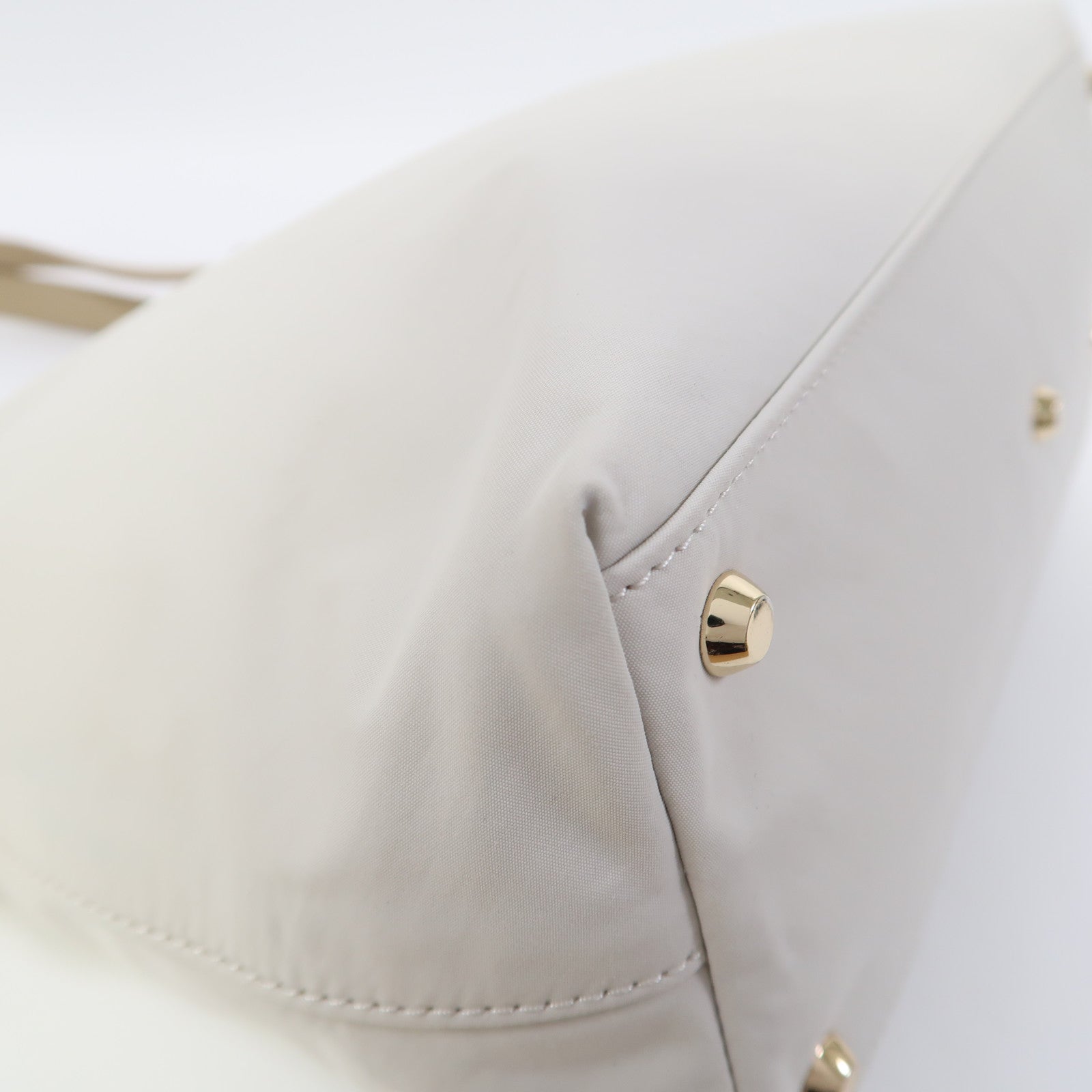 agnes b. 尼龍Tote Bag金扣肩背袋白色