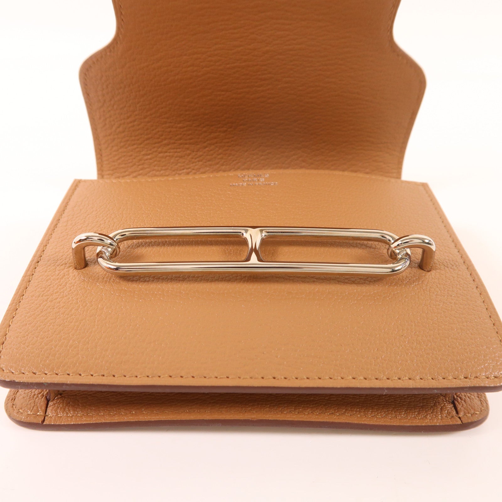 HERMES Chevre皮革Roulis Slim銀扣錢包