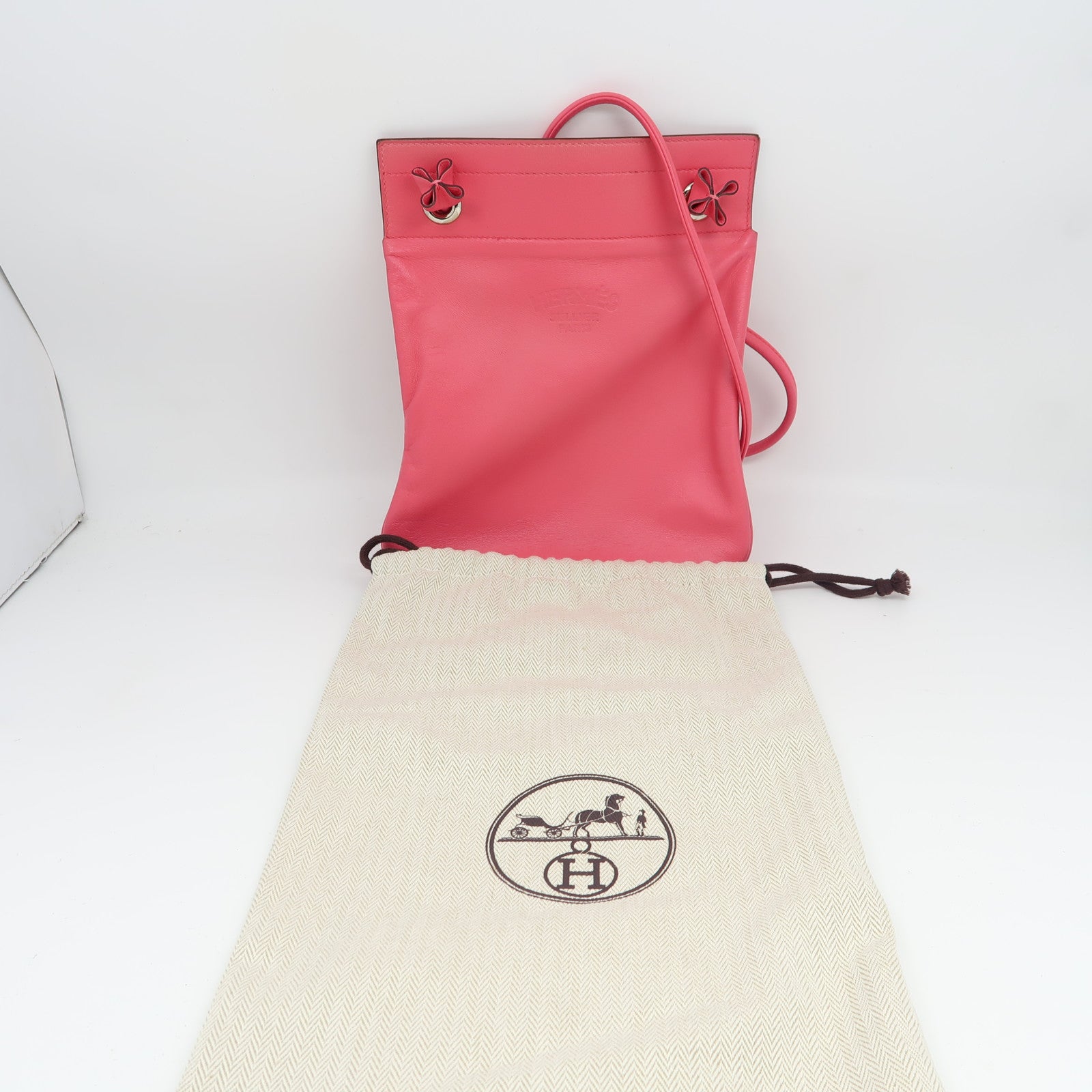 HERMES **【激減優惠】Swift皮革Aline Mini銀扣肩背袋Rose Azalee杜鵑粉色