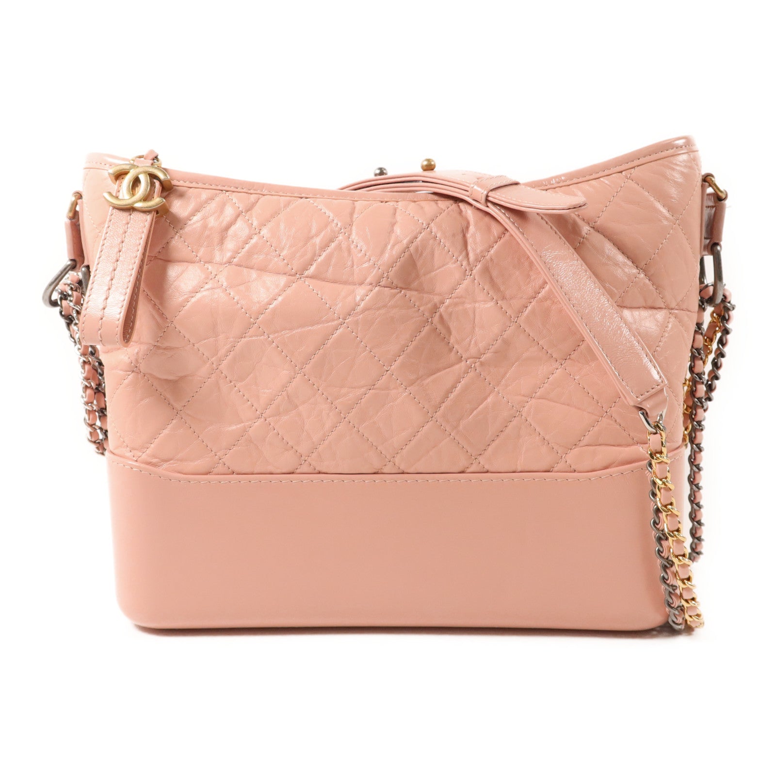 CHANEL 牛皮皮革Gabrielle Medium鏈帶肩背袋
