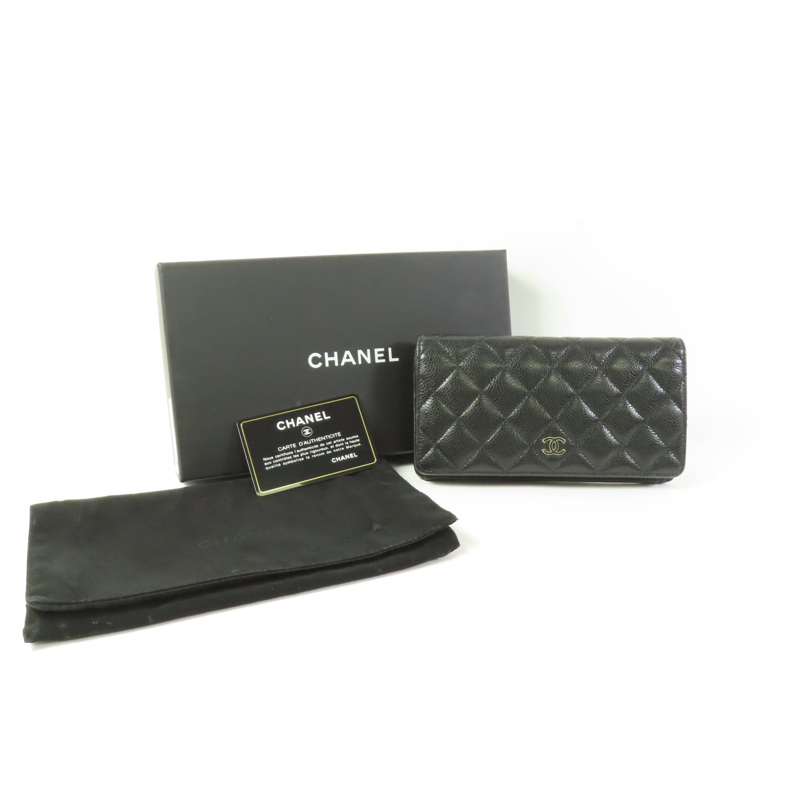 CHANEL 牛皮皮革Long Wallet銀扣長錢包