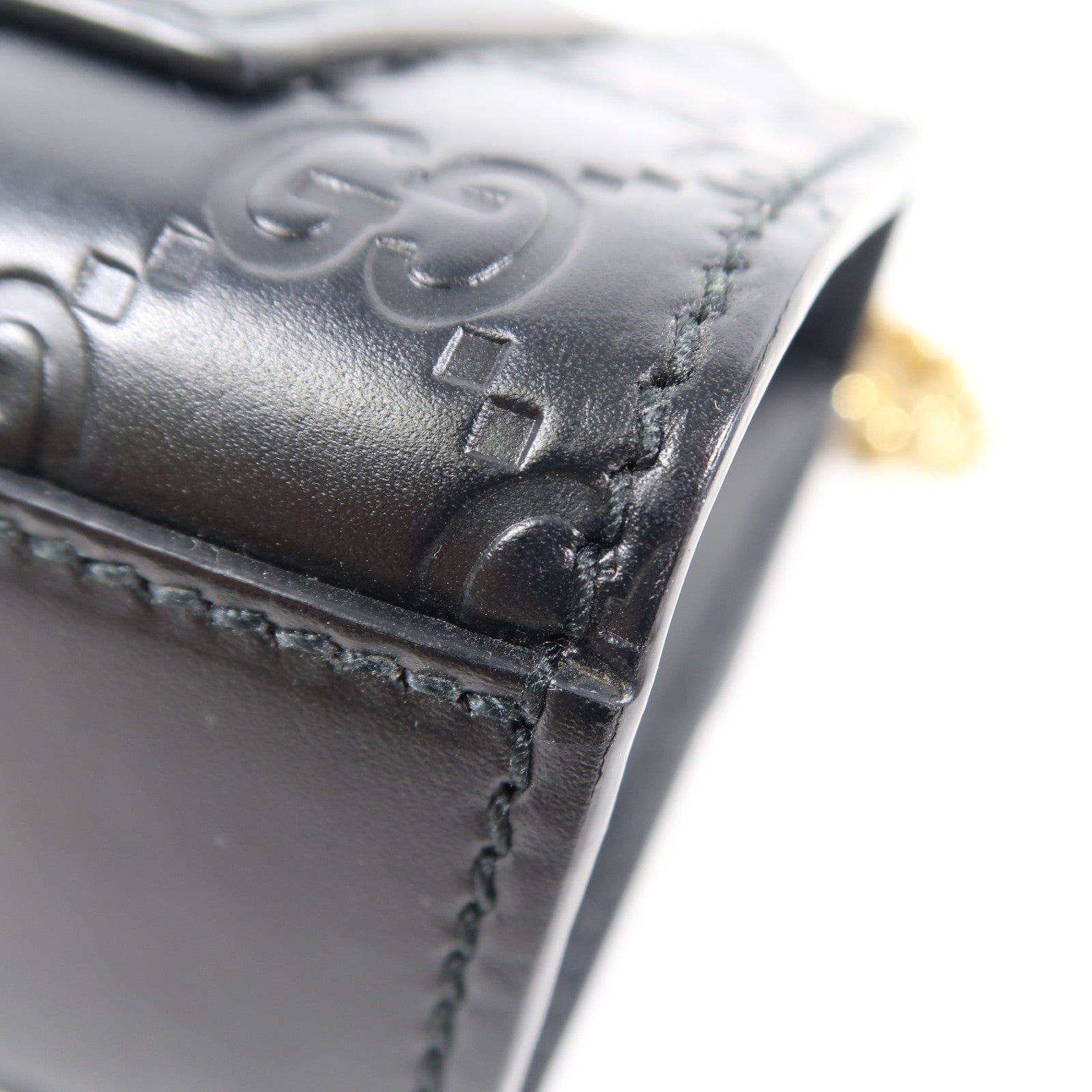 GUCCI 牛皮皮革Chain Shoulder金扣鏈帶肩背袋黑色