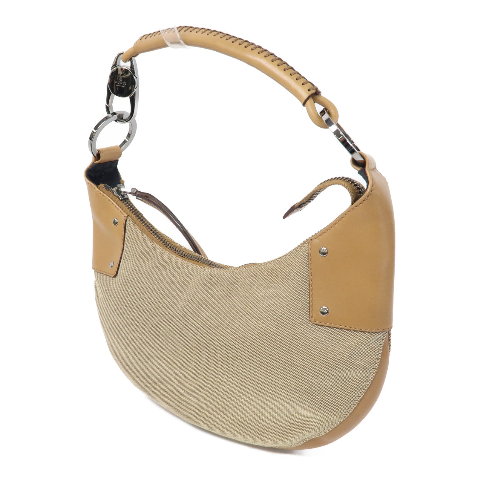 GUCCI 帆布Shoulder Bag銀扣肩背袋啡色