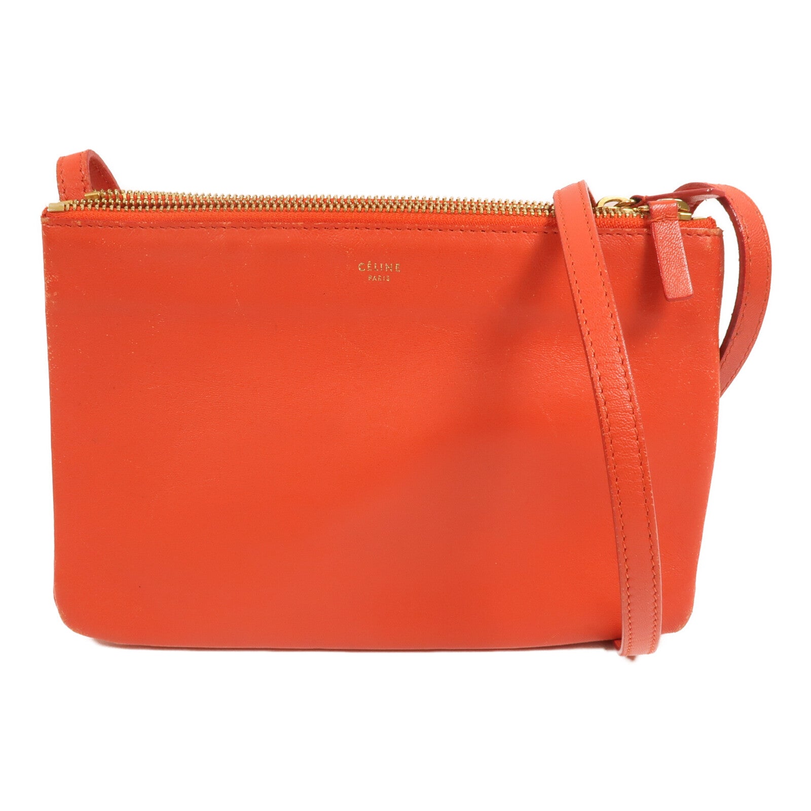 CELINE 【激減優惠】羊皮皮革Trio金扣肩背袋