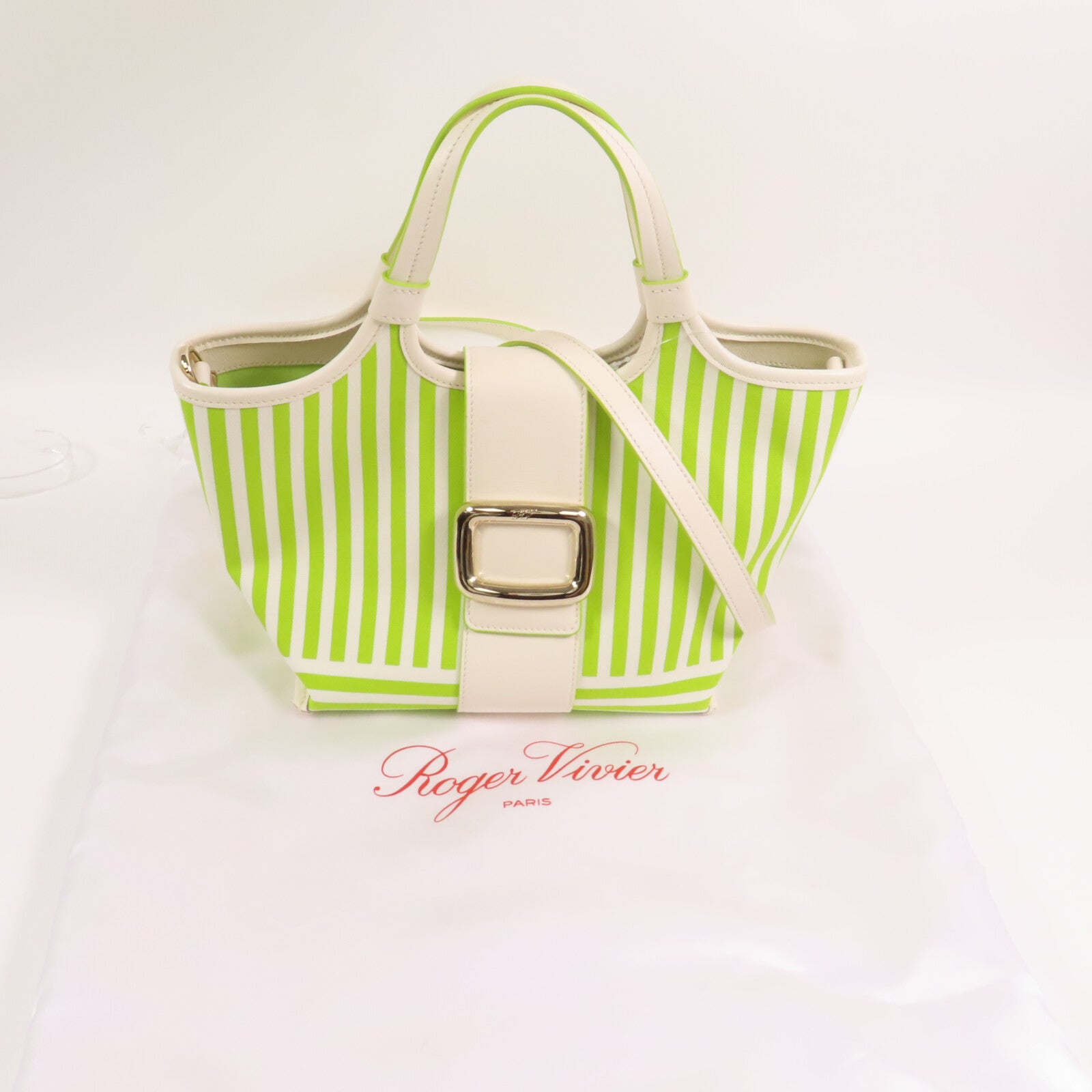 Roger Vivier 帆布2Way Shoulder Bag銀扣手挽肩背兩用袋