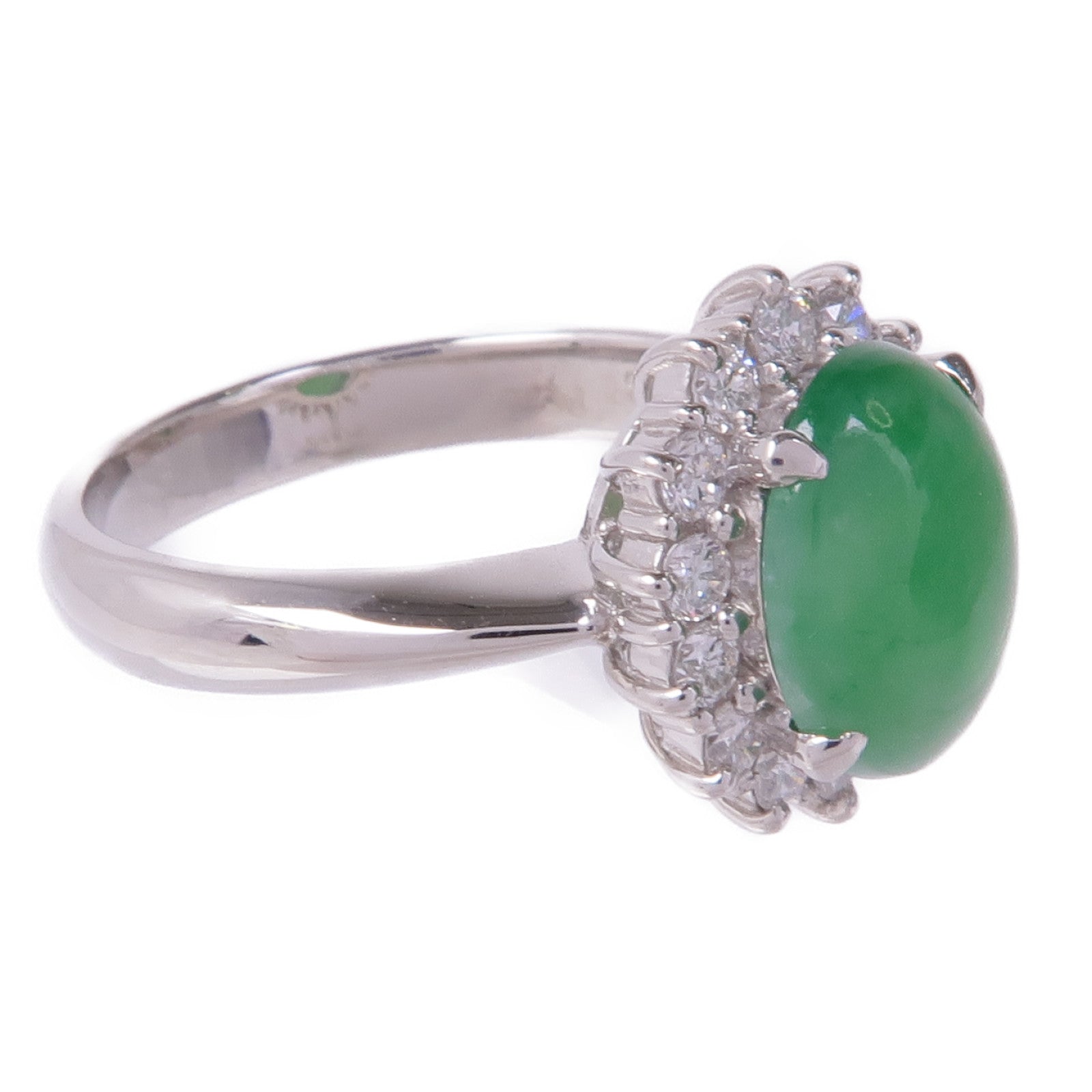JEWELRY PT900鉑金Jade Diamond Ring翡翠/鑽石戒指US#6.75