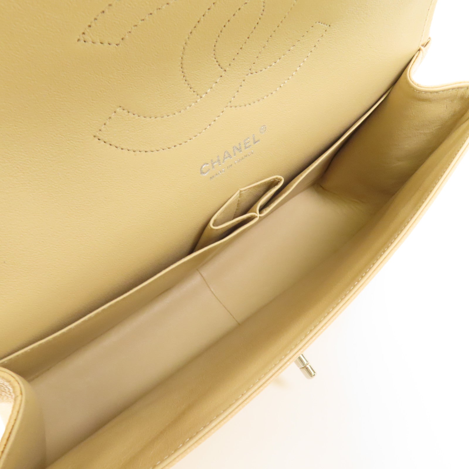 CHANEL 牛皮皮革Jumbo銀扣鏈帶肩背袋