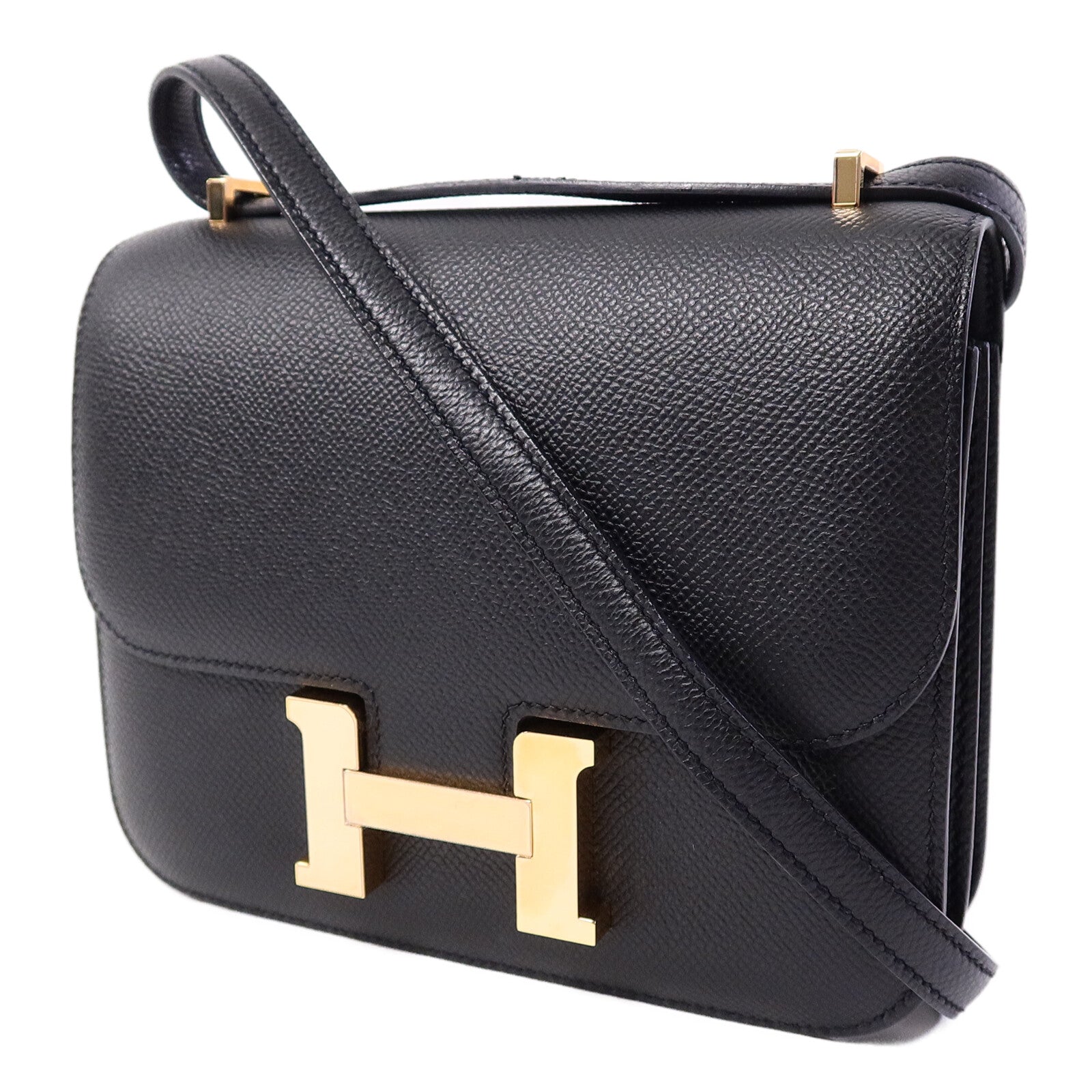 HERMES Epsom皮革Constance Mini肩背袋Noir