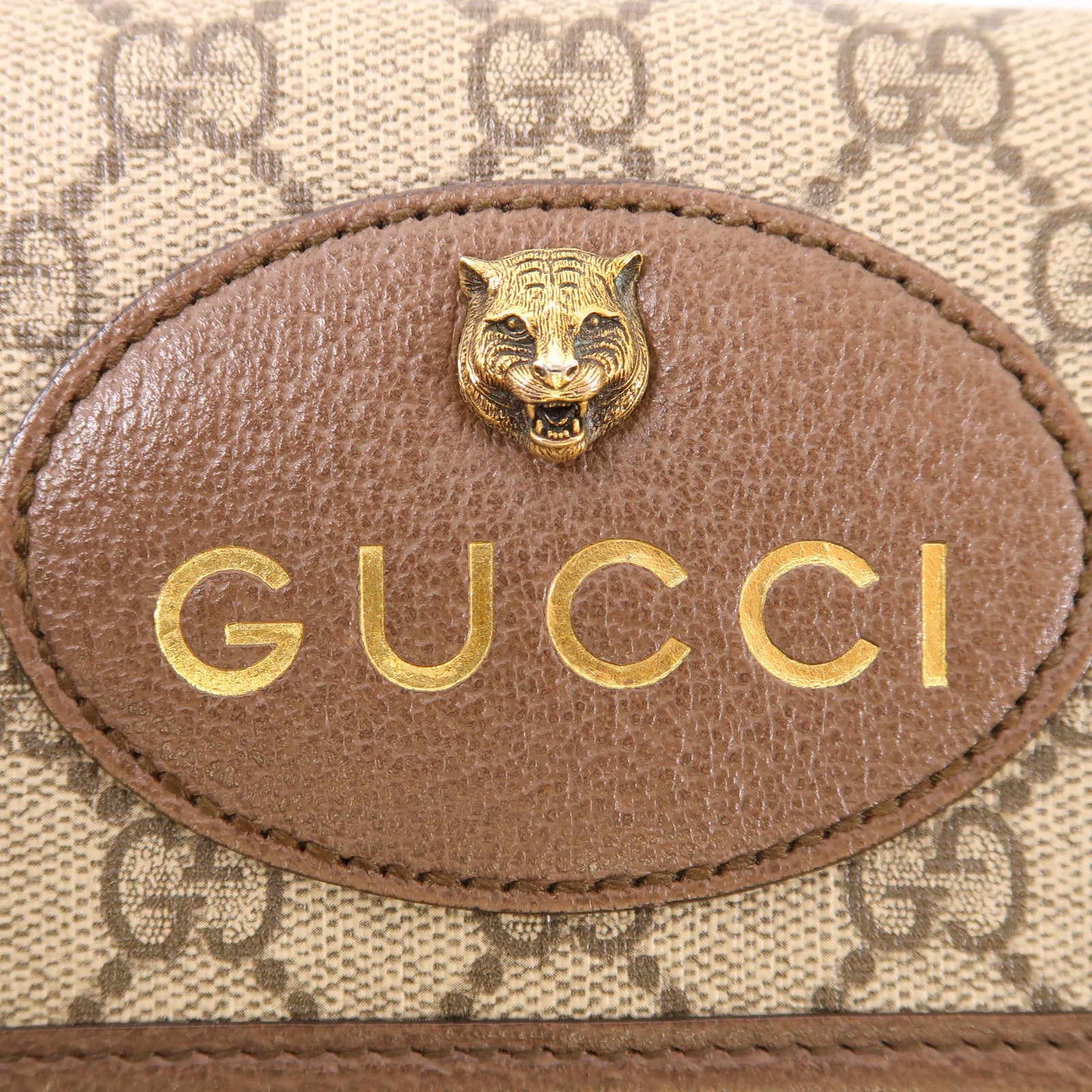 GUCCI 塗層帆布Messenger Bag金扣肩背袋啡色