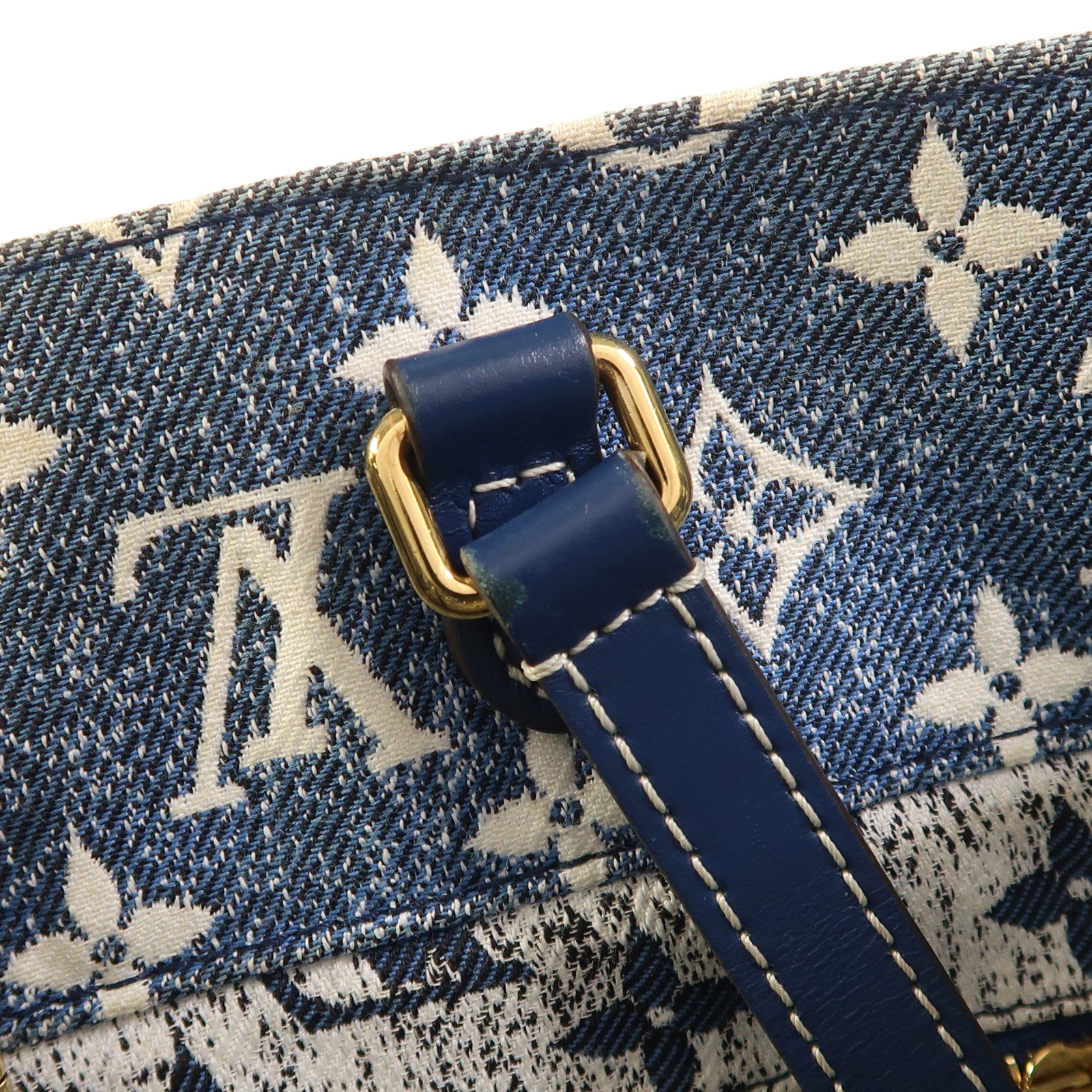 LOUIS VUITTON Monogram Denim On The Go MM金扣手挽肩背兩用袋