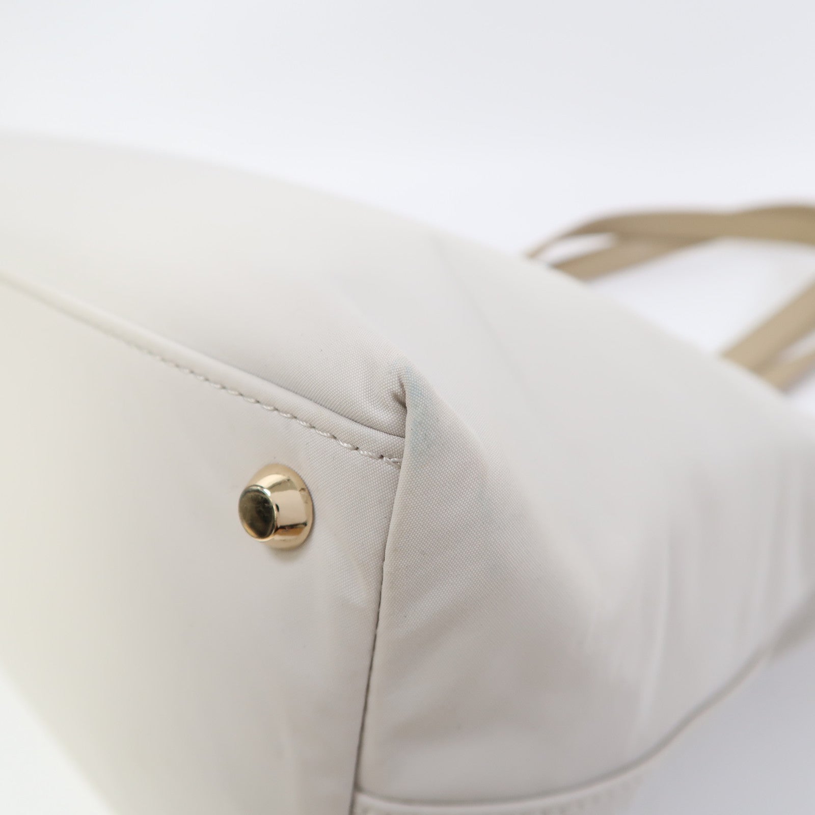 agnes b. 尼龍Tote Bag金扣肩背袋白色