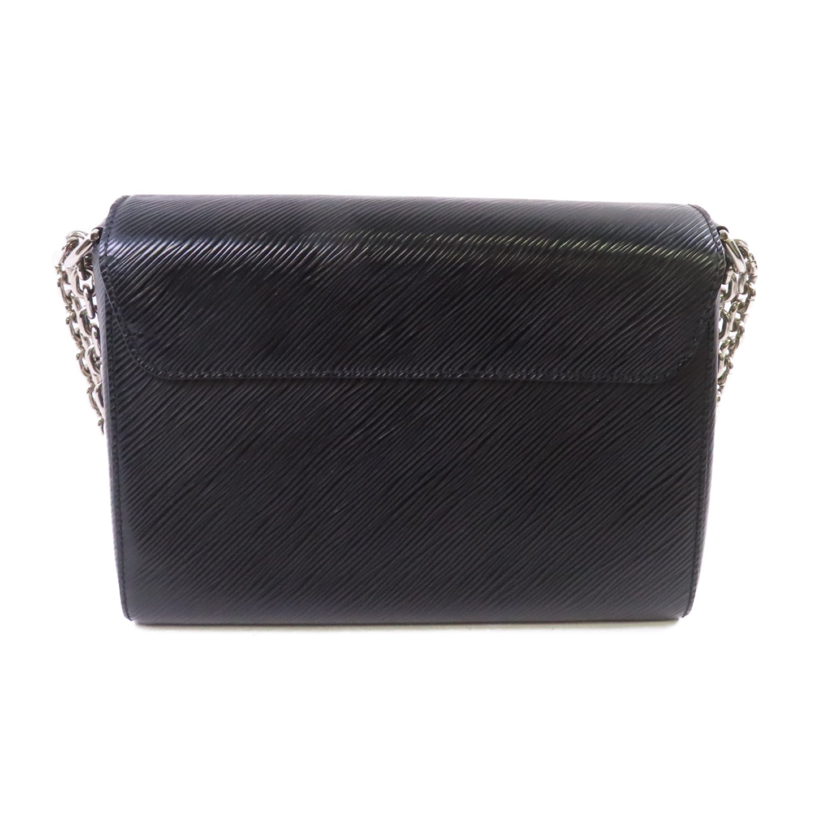 LOUIS VUITTON Epi Twist MM Chain Shoulder Bag銀扣鏈帶肩背袋黑色