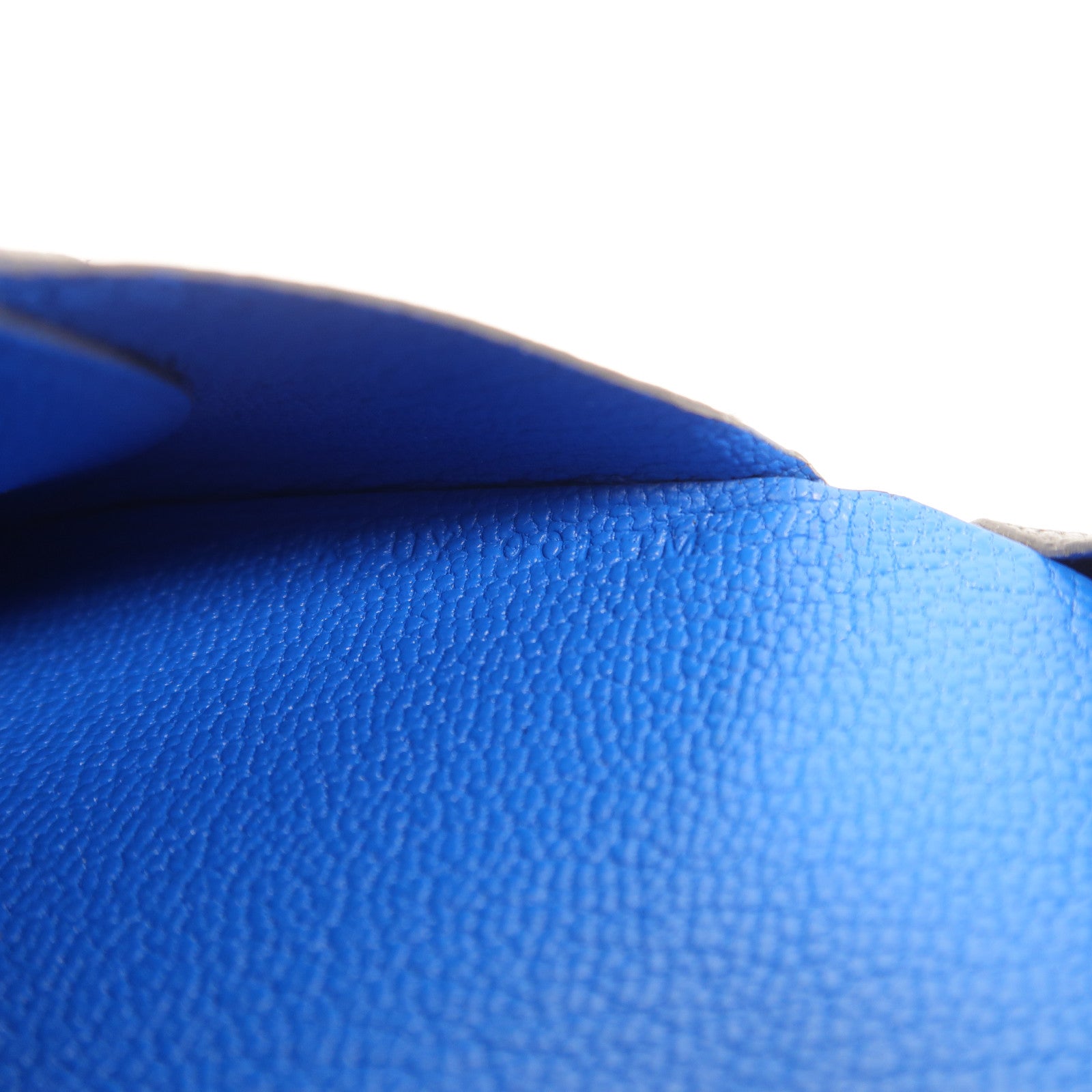 HERMES Chevre皮革Calvi Duo卡片套Graphite/Bleu Hydra