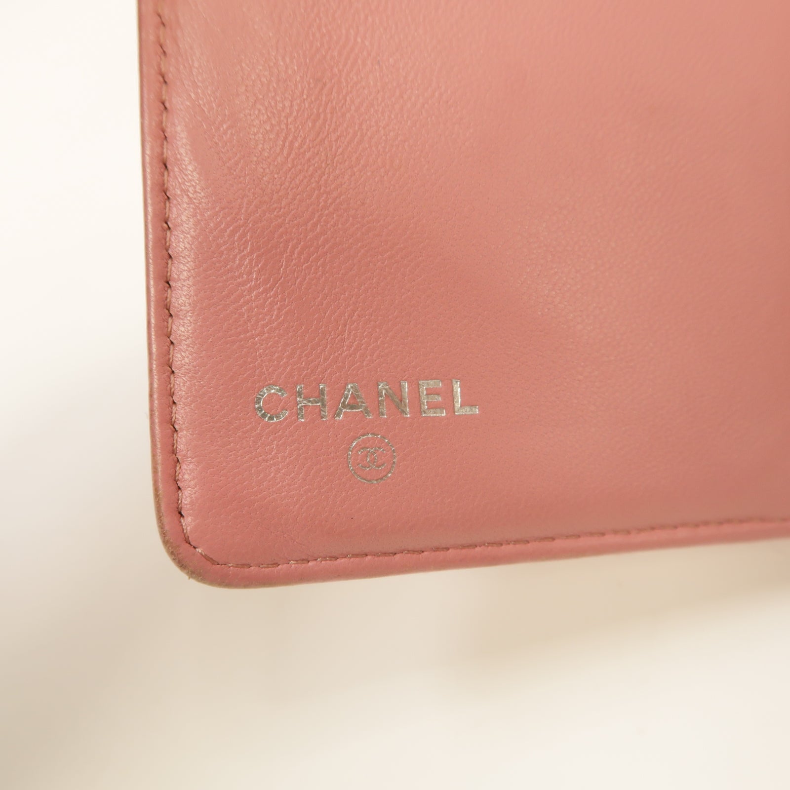 CHANEL 【激減優惠】羊皮皮革Long Wallet銀扣長錢包粉紅色