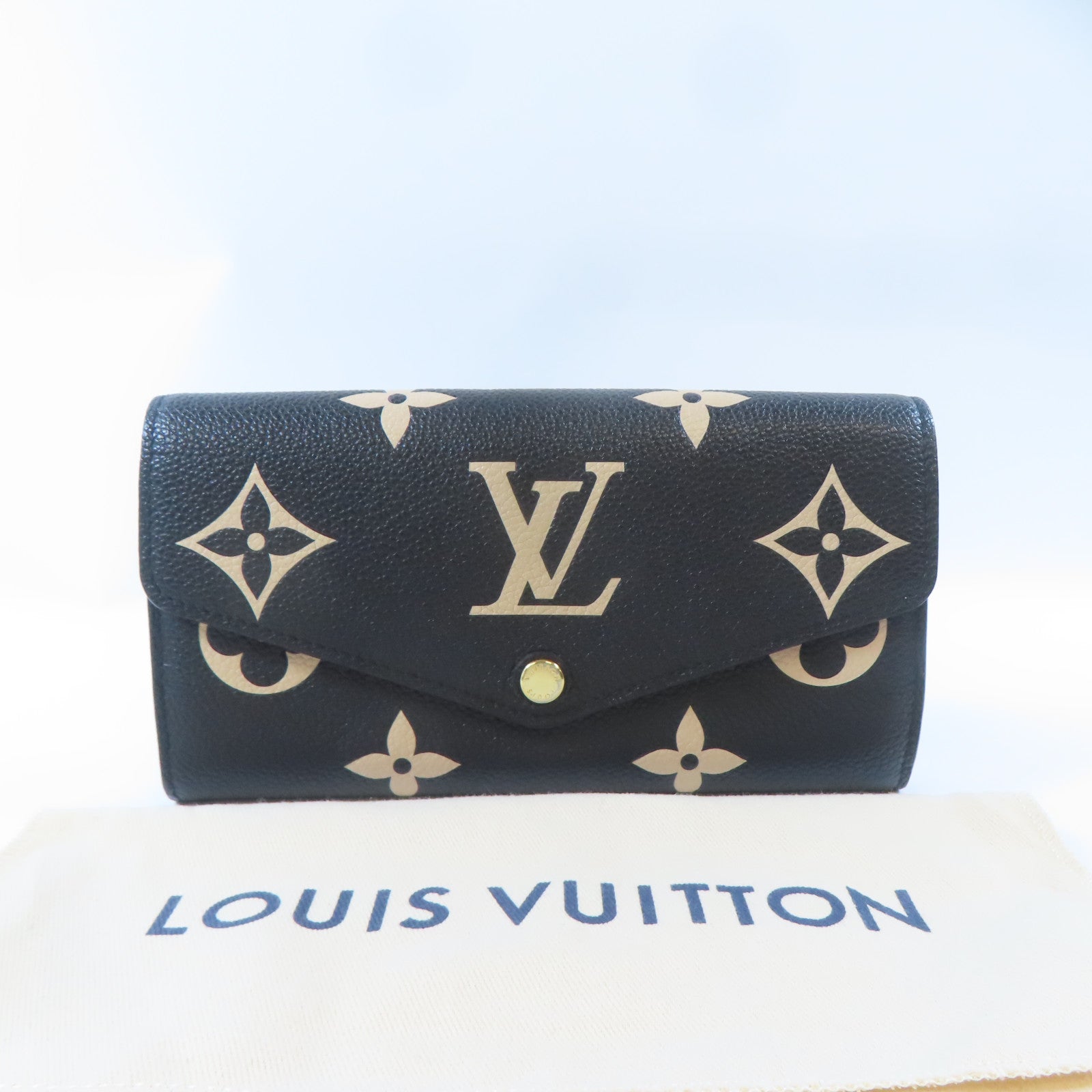 LOUIS VUITTON Monogram Empreinte Sarah Wallet金扣長錢包黑色