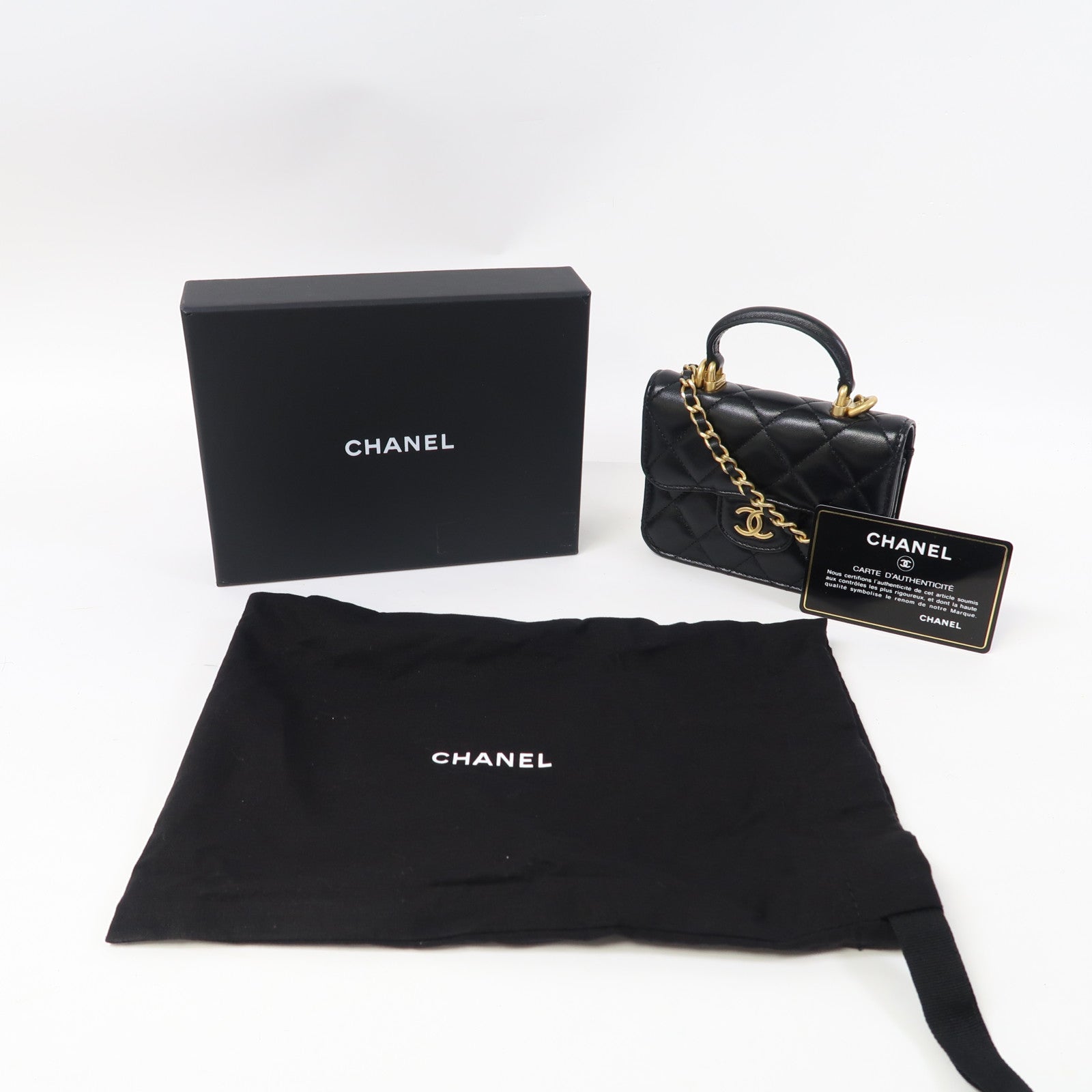 CHANEL 菱格羊皮皮革Chain Shoulder金扣鏈帶肩背袋黑色