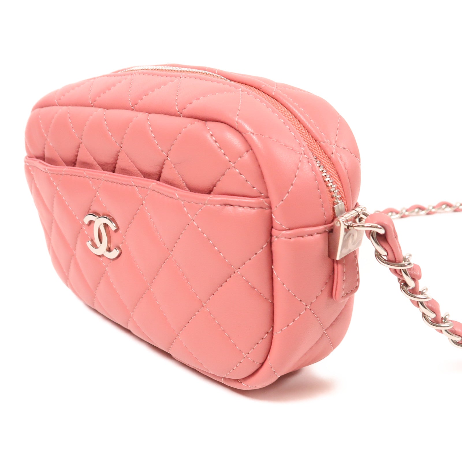 CHANEL 【激減優惠】羊皮皮革Camera Bag銀扣鏈帶肩背袋
